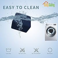 Vista 5 de Easy-Going Funda Elástica para Otomana Cuadrada, Taburete de Almacenamiento Plegable, Protector de Muebles, Funda Protectora Suave con Parte Azul