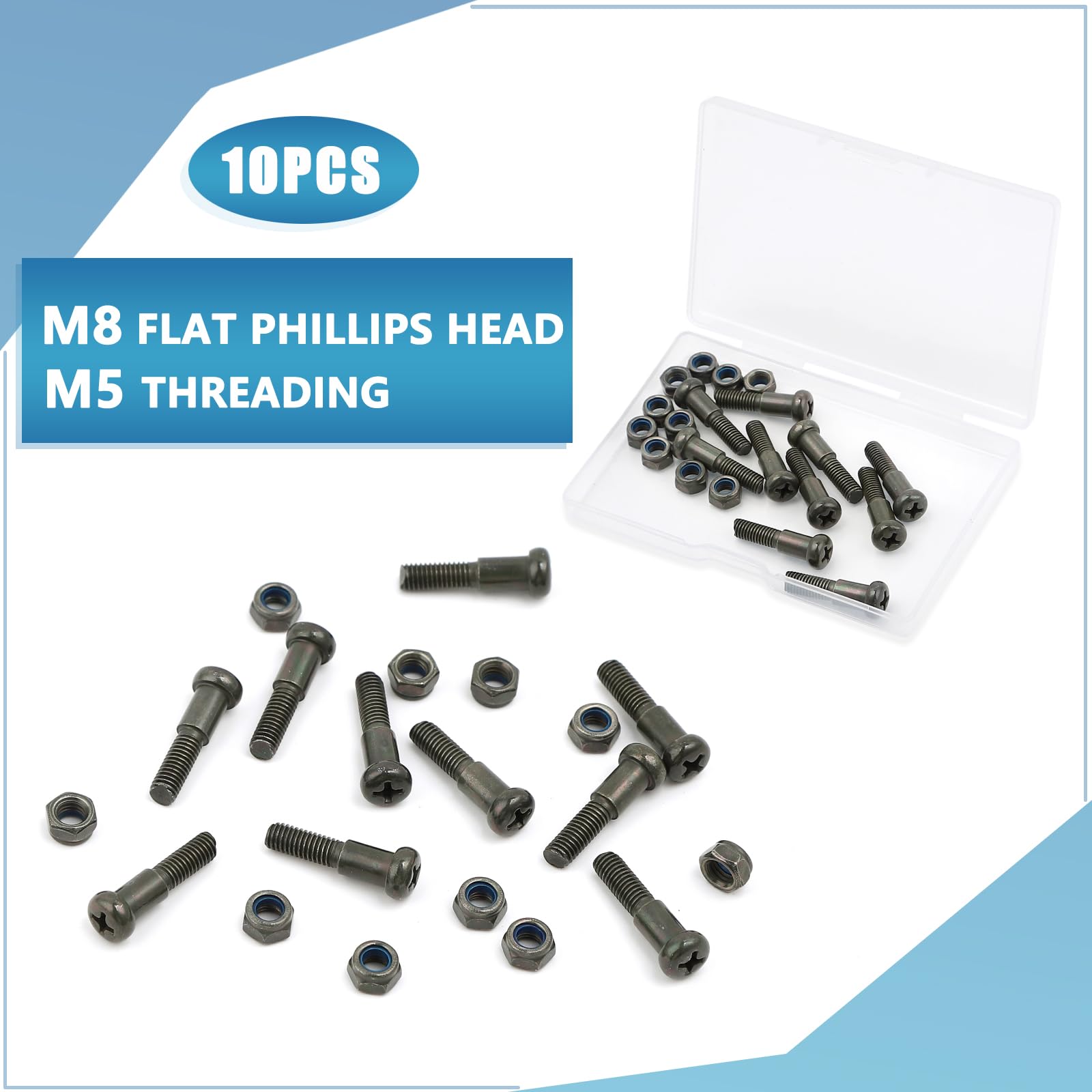 GOFIRA Motorcycle Handlebar Lever Pivot Bolt in Low Carbon Steel Material,M8 Flat Phillips Head,M6 Threading,Overall Lenght 22mm,Compatible with Motorcycle Combination Switch,Pack of 10