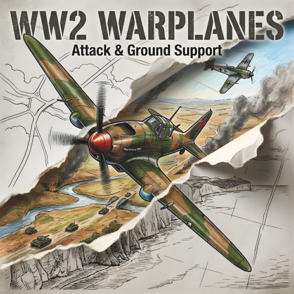 WW2 Warplanes: Attack & Ground Support: 25 Famous Ground Attack and Close Support Aircraft of WWII | Warbirds Coloring Collection for Kids and Teens | 25 Historic Aircraft to Color from Five Nations.