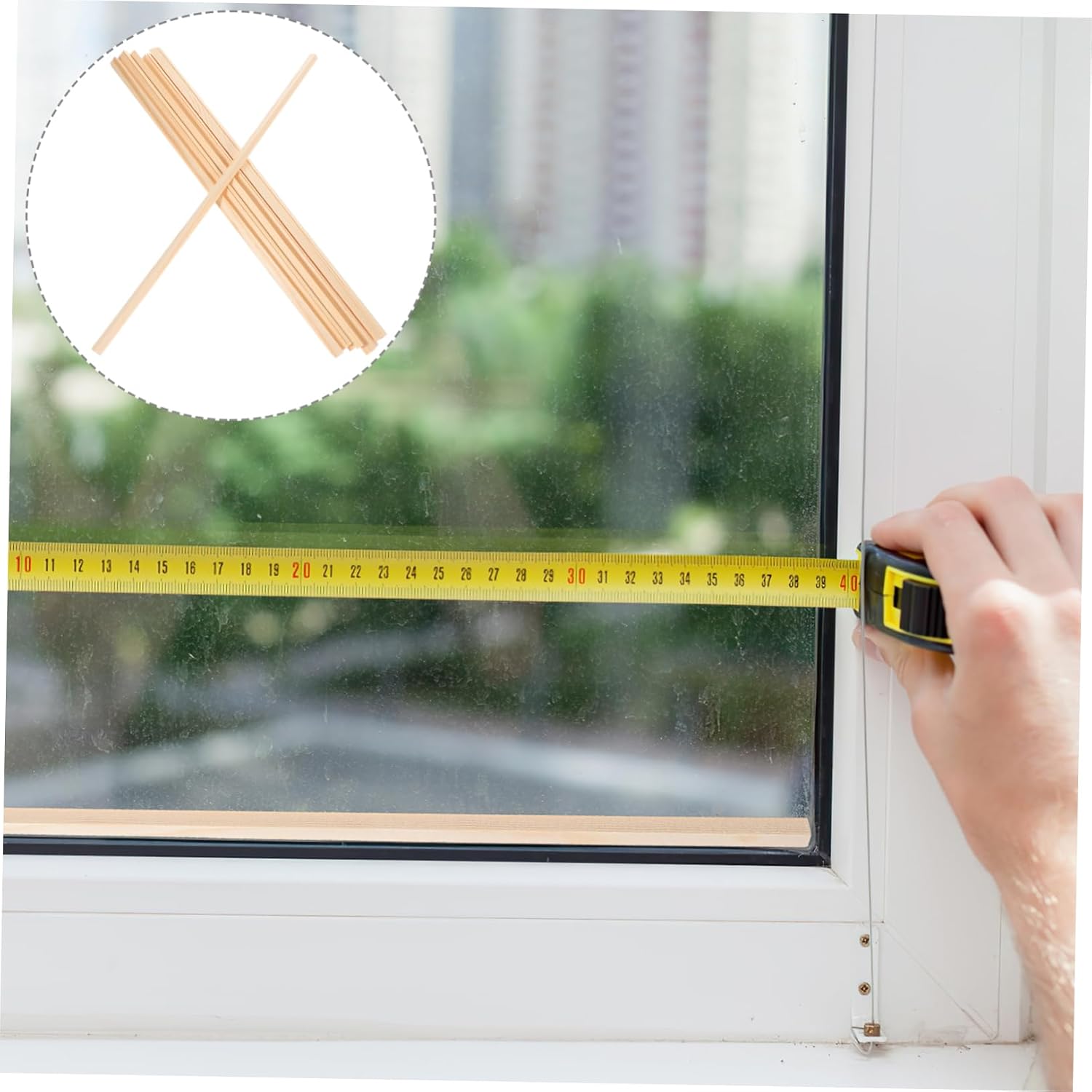 Cabilock 10Pcs Wooden Window Trim Molding Strips Pine and Paulownia Long Decorative Screen Edge Strips for Interior and Exterior Window Frame Enhancements