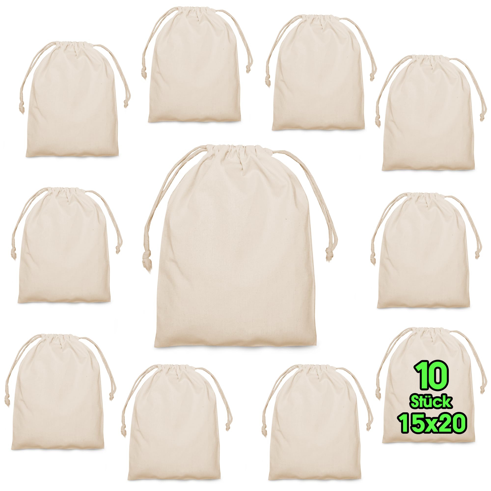 Lot De 10 Petits Sacs En Coton 22x26 Cm,Sac En Toile De Jute