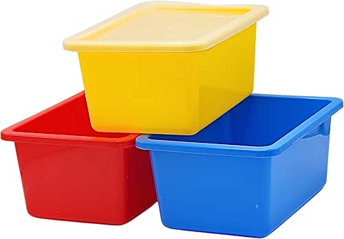 4E's Novelty Plastic Storage Bins with Lids, 5 Qt, 3