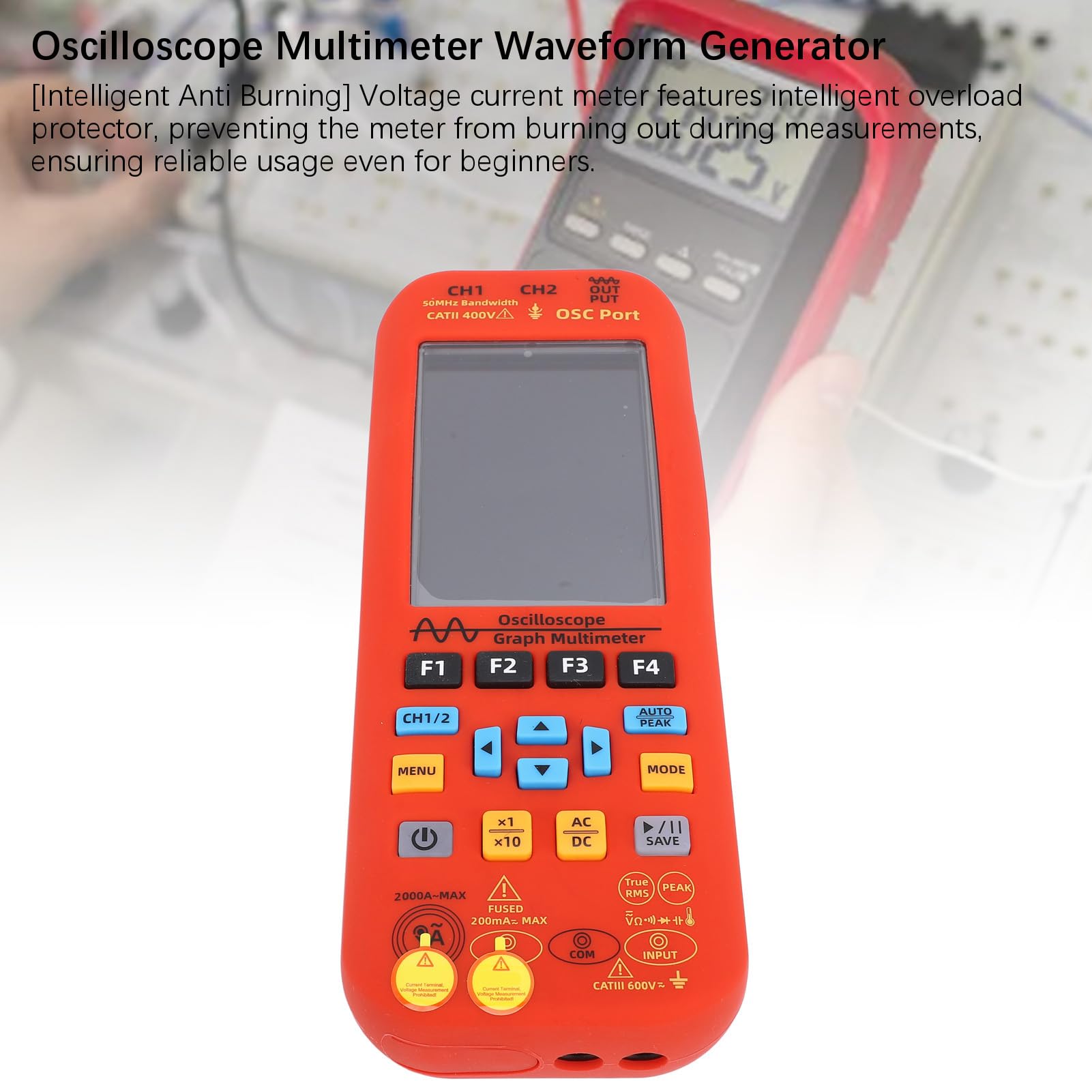Eujgoov Oszilloskop Multimeter Signalgenerator, ABS Silikon Handheld