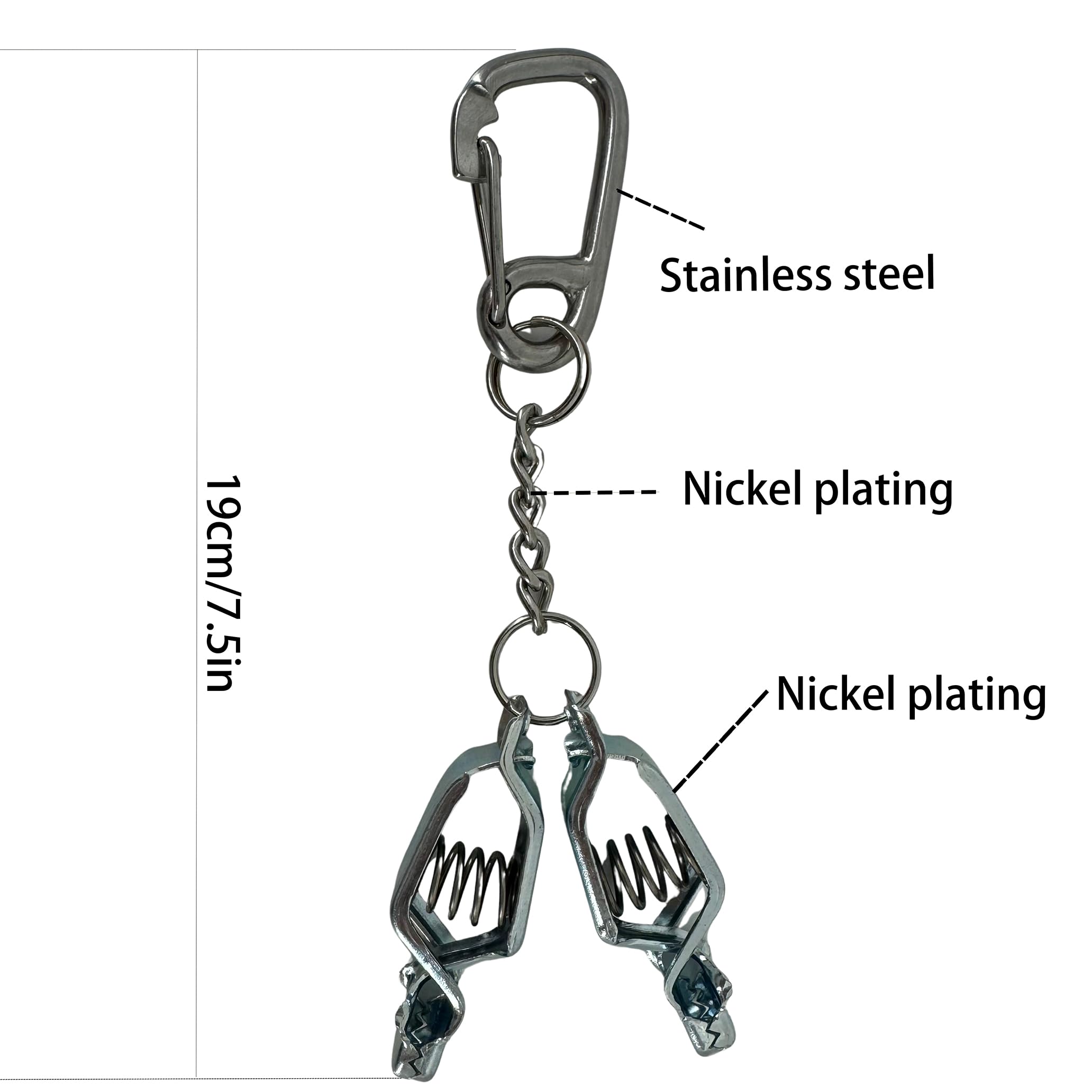 Zeluga 15-584-6PK - Clip per guanti in metallo resistente con moschettone in acciaio inossidabile, clip per guanti da lavoro industriale, per cintura degli attrezzi, costruzione, giardinaggio, guanti