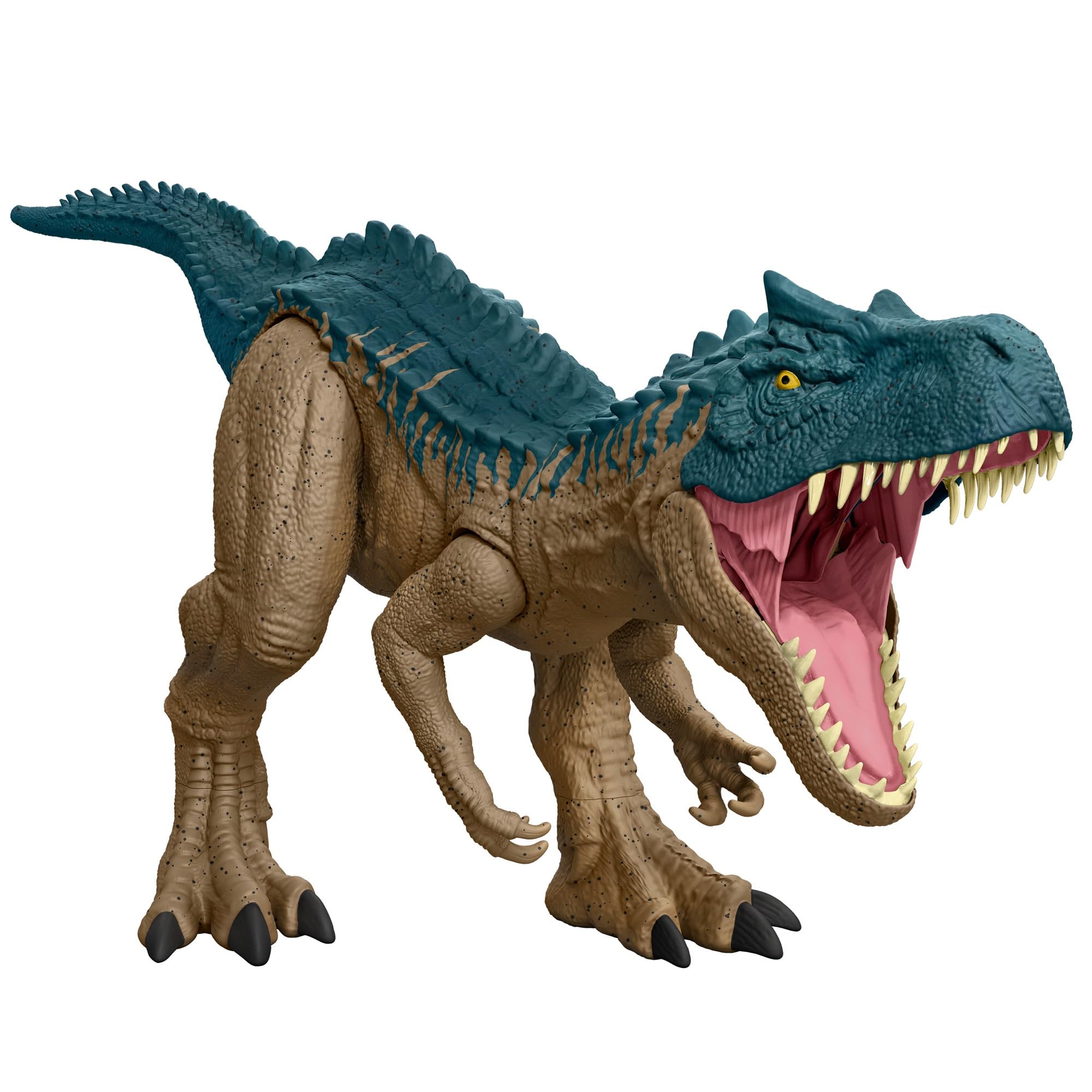 Mattel HRX53 Jurassic World Super Big! Allosaurus Children's Figure, Dinosaurus, Toy, Total Length: Approx. 39.4 inches (100 cm), 4 Years Old, Blue/Brown