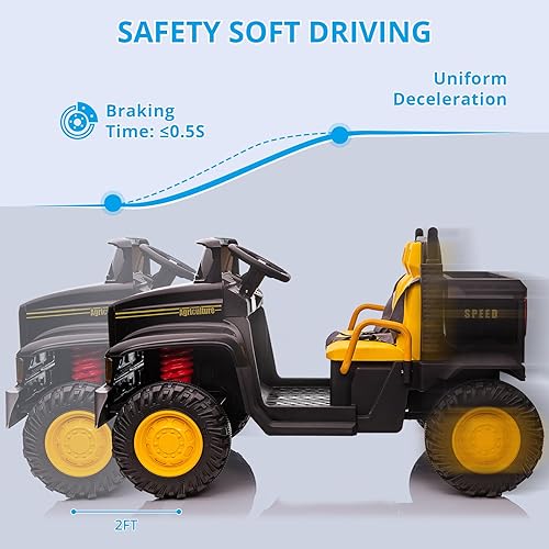 Miniatura 2 de Hetoy Camión de paseo para niños de 24 V con control remoto, vehículos utilitarios eléctricos UTV con cama volquete, motores 4WD de potencia 4x200W,