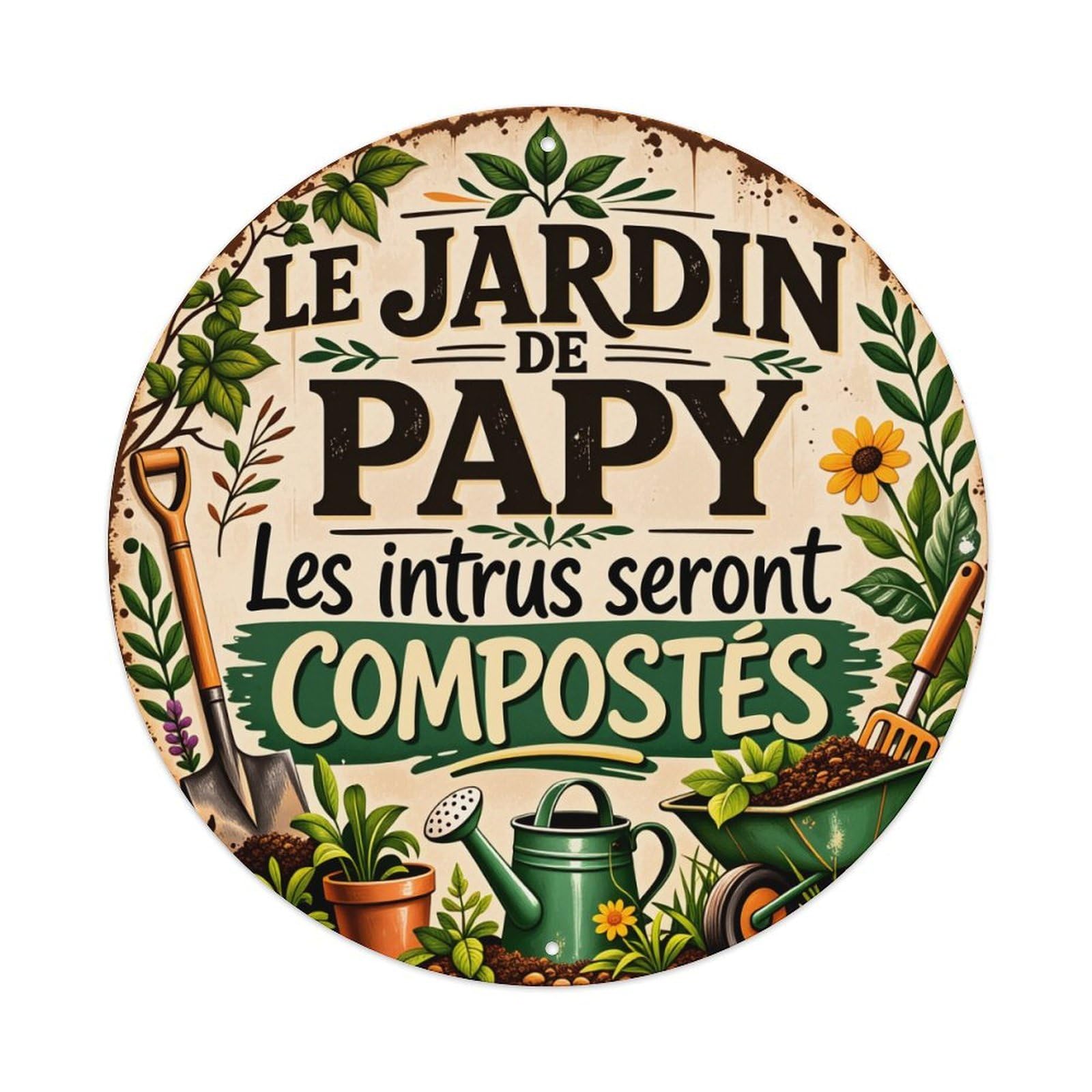 Garden Tools Plants Flowers Sign Round Tin Sign Vintage Style Metal Sign Home Bar Garden Wall Plaque Decor Metal Poster 8x8 Inch