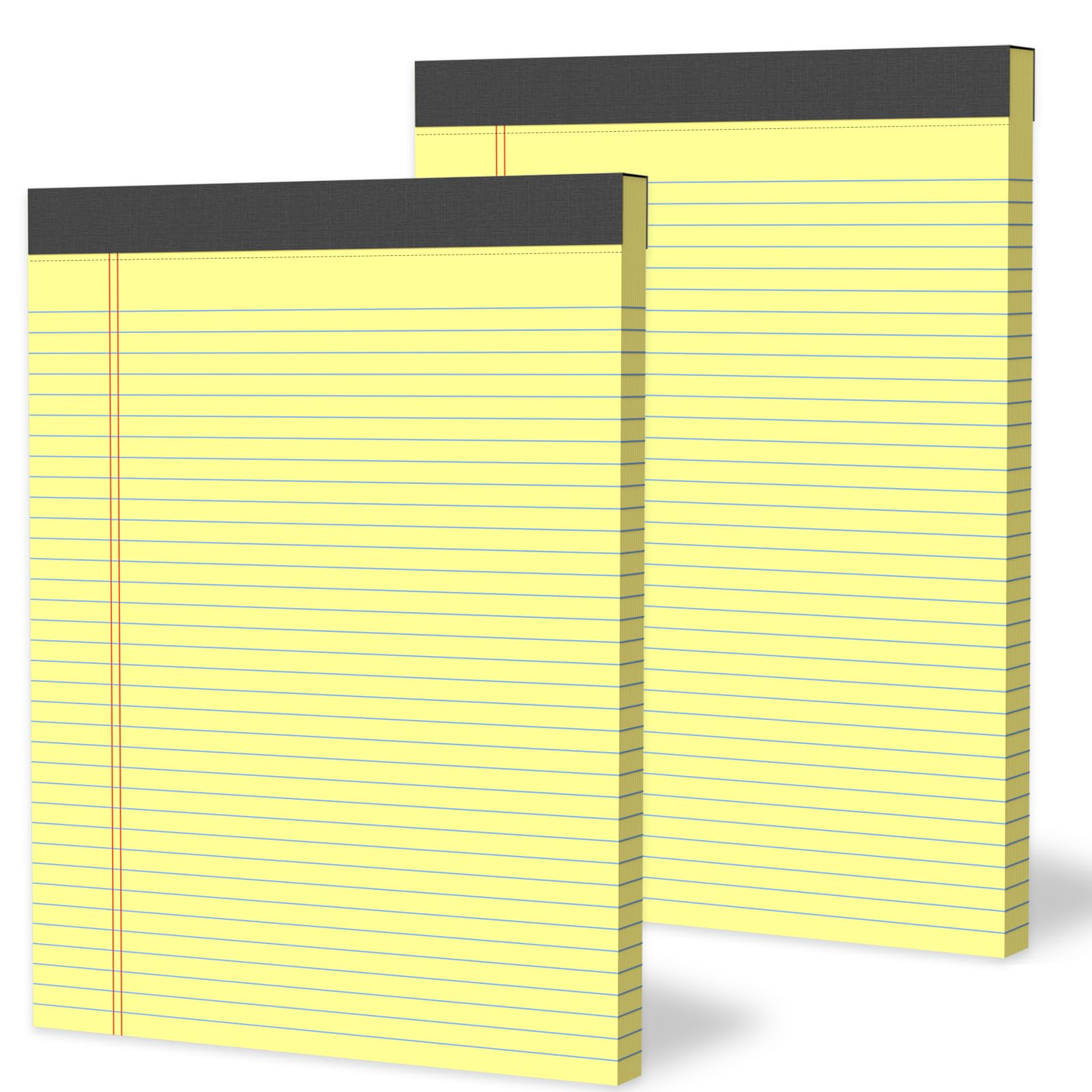 2 Stück 21,6 x 27,9 cm gelbe Notizblöcke, College-Schreibblöcke mit harter Rückseite, mikroperforierte Notizblöcke für Büro, Schule und Zuhause, 50 Blatt pro Block, ideal für Studenten, Lehrer und