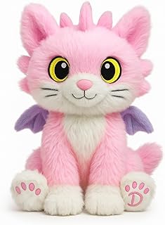 Dragimals™ Lily the Adorable Kitty-Dragon™ Unicorn, 11-Inch Pink Cat Dragon Plush, Soft Stuffed Animal Fantasy Plush Toy, Cute Dragon Plush, Kawaii Cat Plush, Gift for Girls Ages 3+