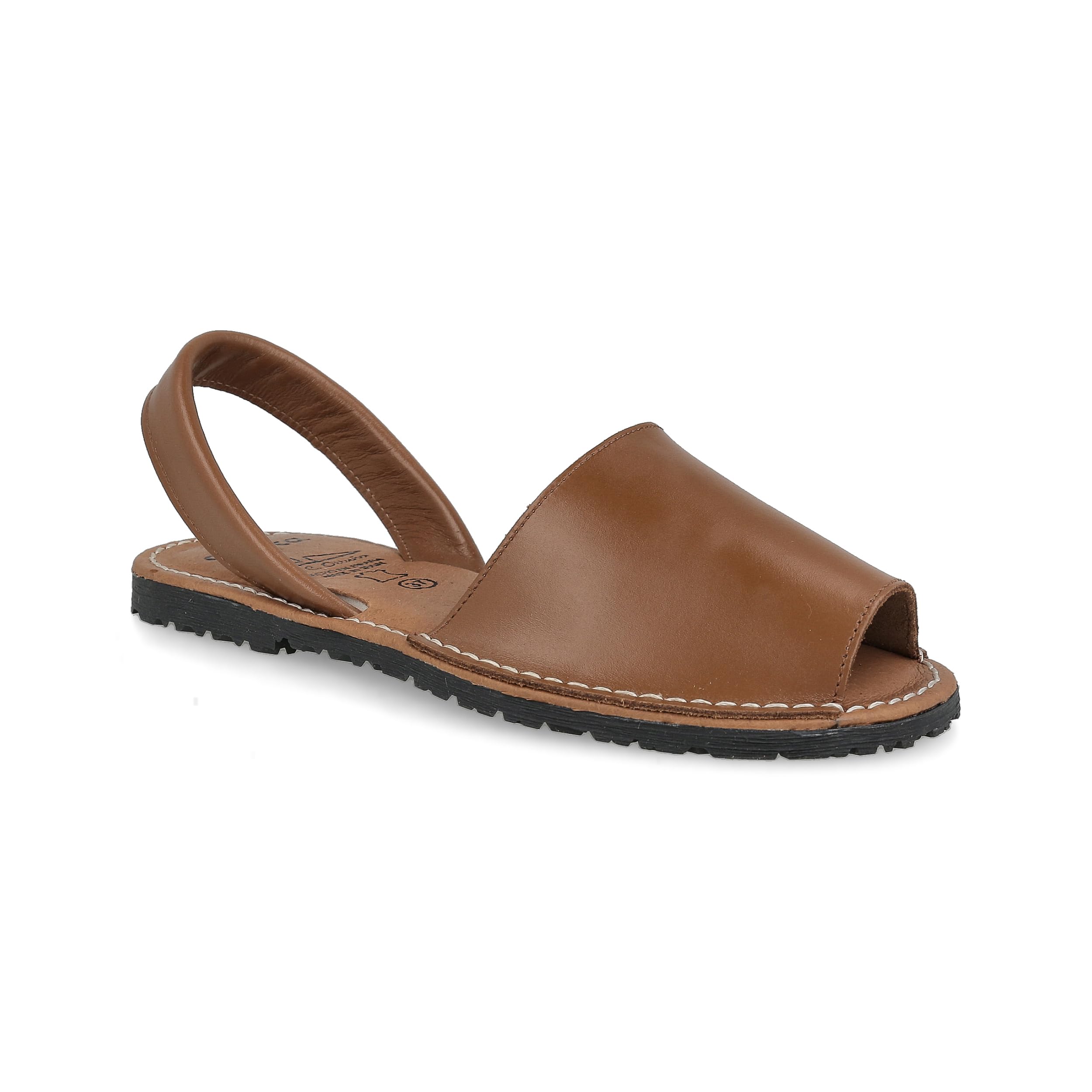 Menorquinas Avarcas de Piel para Hombre Mujer Unisex. Fabricadas en España. Sandalia Alpargata de Verano. Planta Acolchada. Talón Abierto. Cuero, Blanco y Negro.