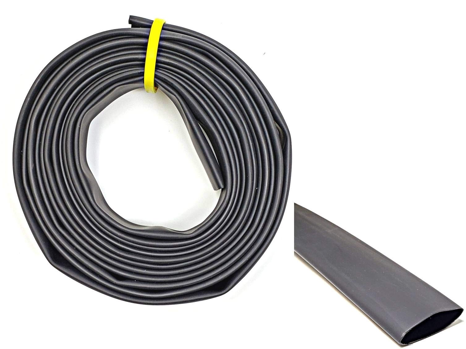 WindyNation1/2" 20 Feet Black 3:1 Dual Wall Adhesive Glue Lined Marine Grade Heat Shrink Tube Tubing