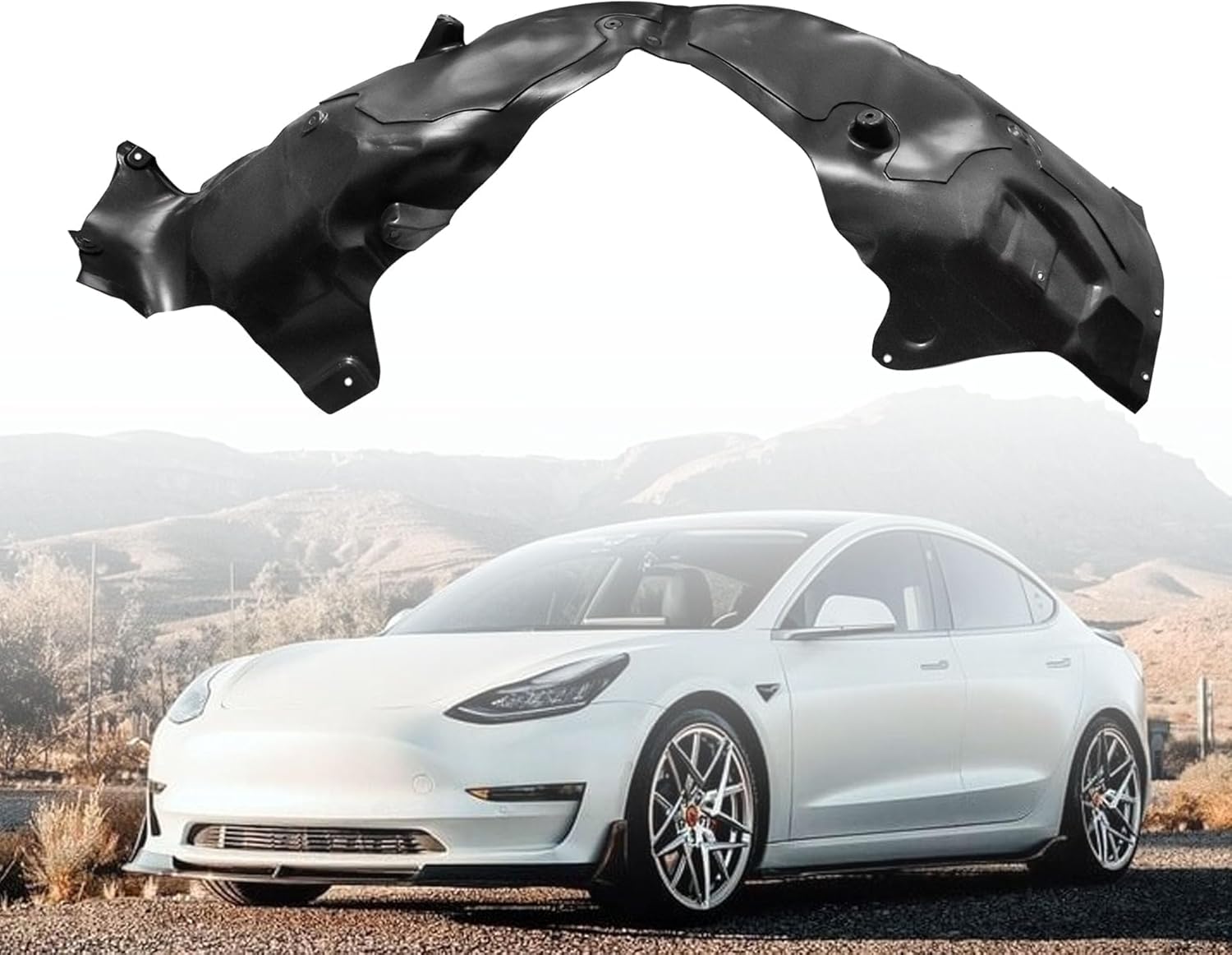 GXARTS Black Driver Side Front Fender Liner 1081581-00-D Compatible with Tesla Model 3 2017-2023