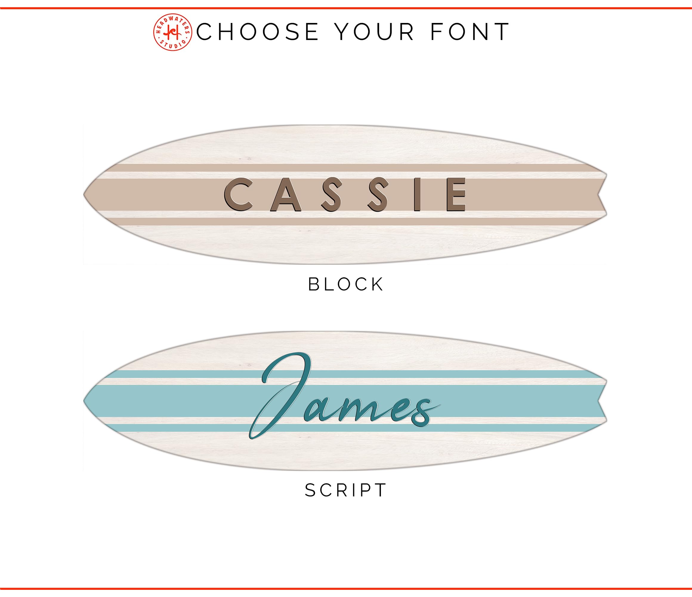 Personalized Wooden Surfboard Wall Decor - 35" Or 45" Custom Name Sign, Surf & Beach Nursery Decor