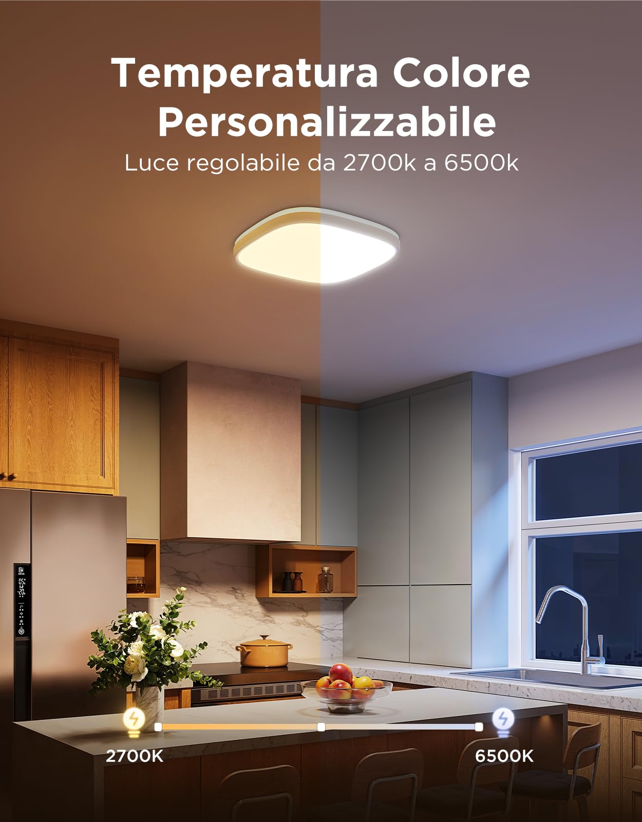 Govee Plafoniera LED RGBIC 24W, 2400LM Lampadario Soffitto 30cm Quadrata | Dimmerabile Plafoniera Smart, 16M Colori, per Soggiorno Cucina Camera da Letto, Compatibile con Matter e Alexa, Scenari,Timer