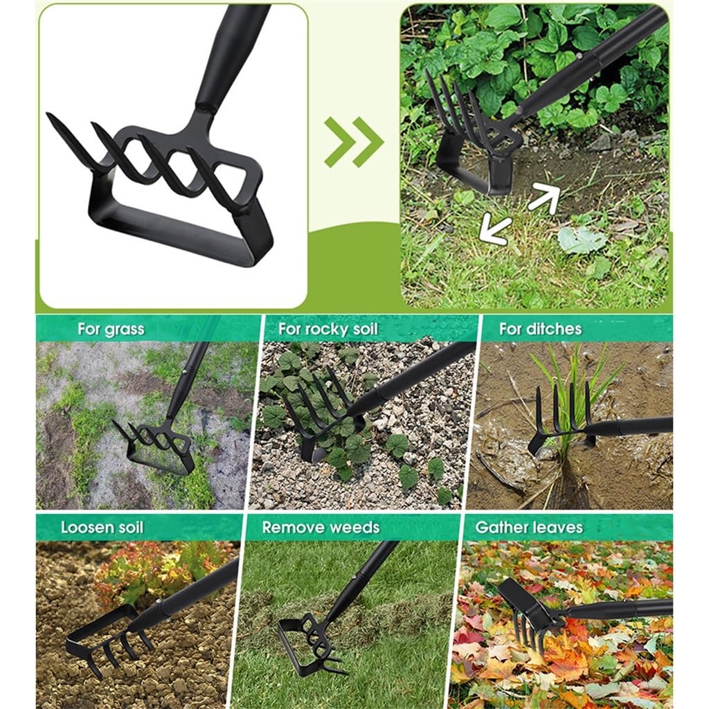 Zappe for attrezzi da giardino, Manico lungo Rastrello for zappa ad anello a staffa 2 in 1 Resistente Zappe da zuffa Hula all'aperto for il diserbo Giardinaggio Zappe a staffa for allentare il terreno