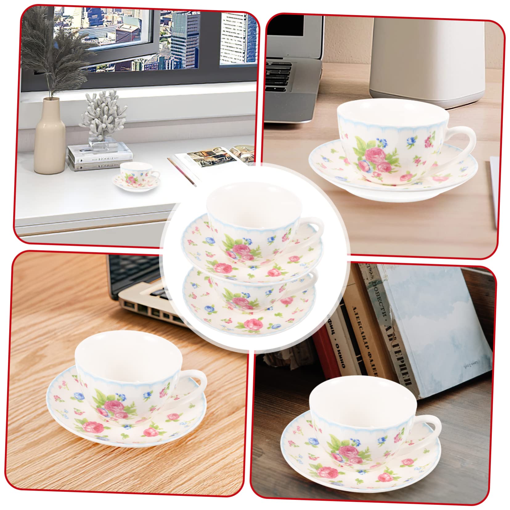 Ciieeo Set de Tasse à Café en Porcelaine Fine 150ml Soucoupe