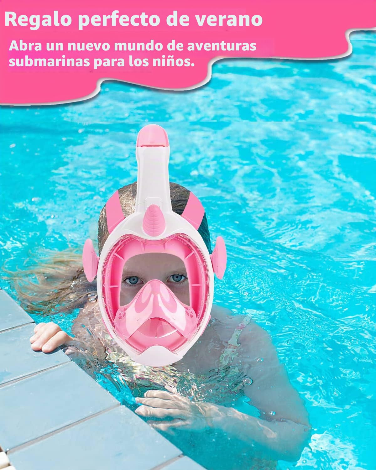 Máscara de buceo para niños, máscara completa para niños, visión de 180 grados, máscara de buceo con diseño panorámico de cara completa, gafas de buceo para niños