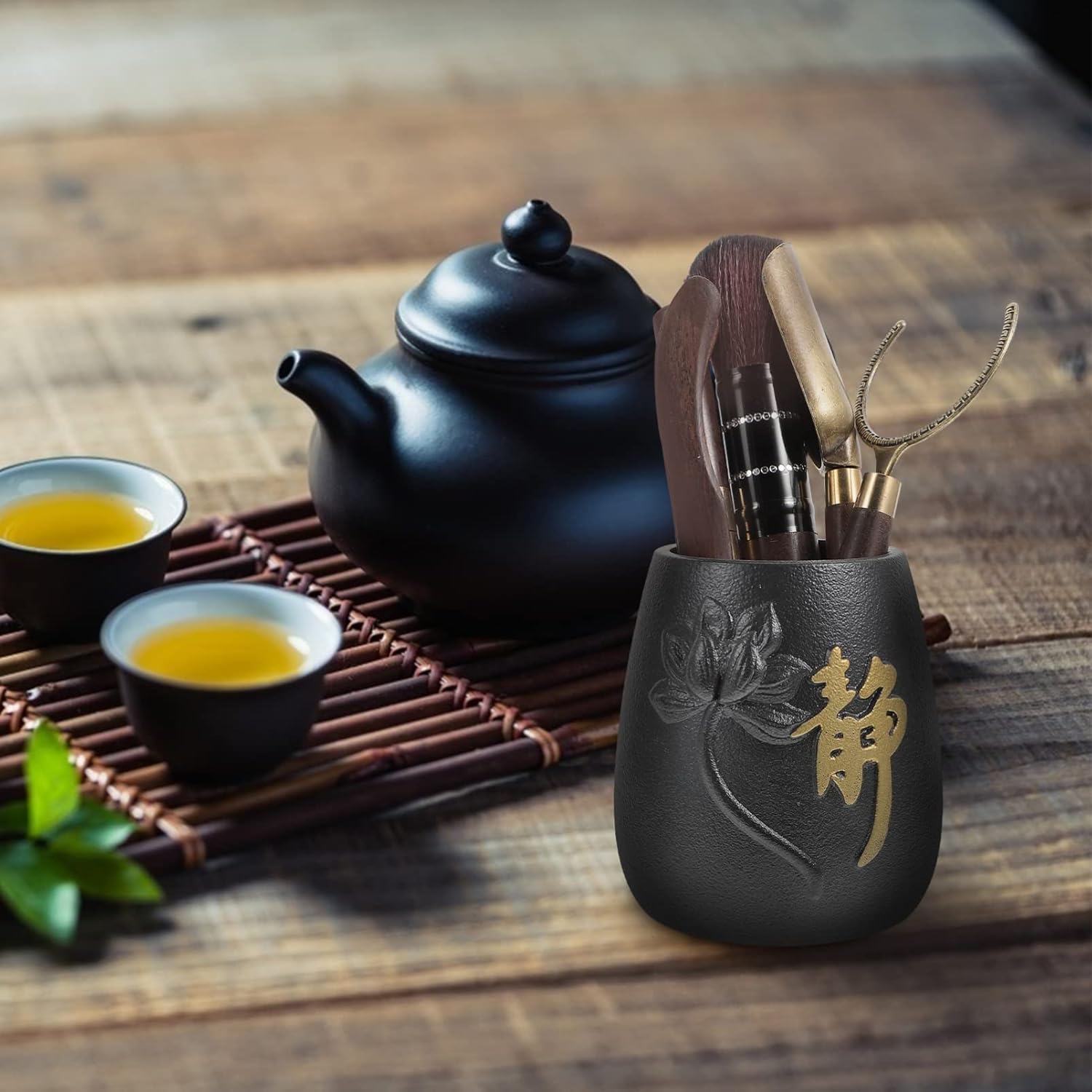 茶道道具セット 茶道道具セット 茶トング ティーツール カップ カンフー ティー作りアクセサリー キッチン用品 (Color : A