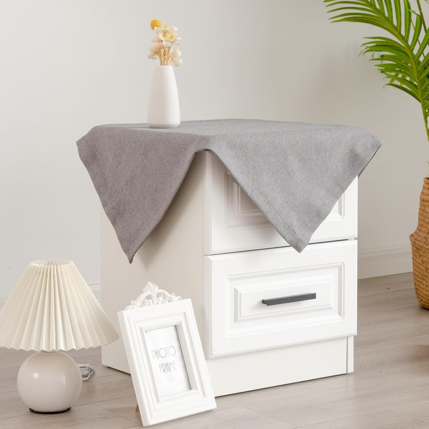 YZKITM Small Square Solid Grey End Table Cloth Washable Heavy Weight Wrinkle