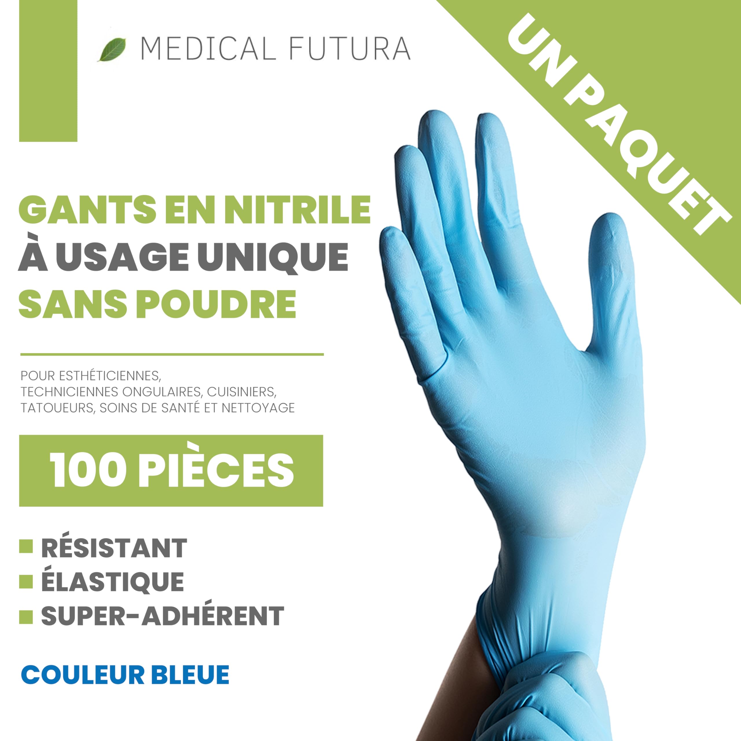 1000 Gants en nitrile S Bleu Jetables Hypoallergéniques Gr. 4.0, Sans Poudre, Sans Latex, Idéal pour Esthétistes, Tatoueurs, Ateliers, Domaines Médicaux et Manipulation Aliments (S,