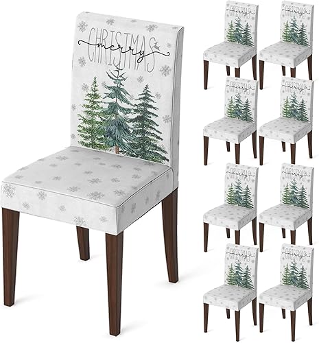 Miniatura 7 de Horaldaily 4PCS Christmas Dining Chair Covers, Snow Trees Stretch Removable Washable Slipcover Chair Protector for Dining Room Home Decor