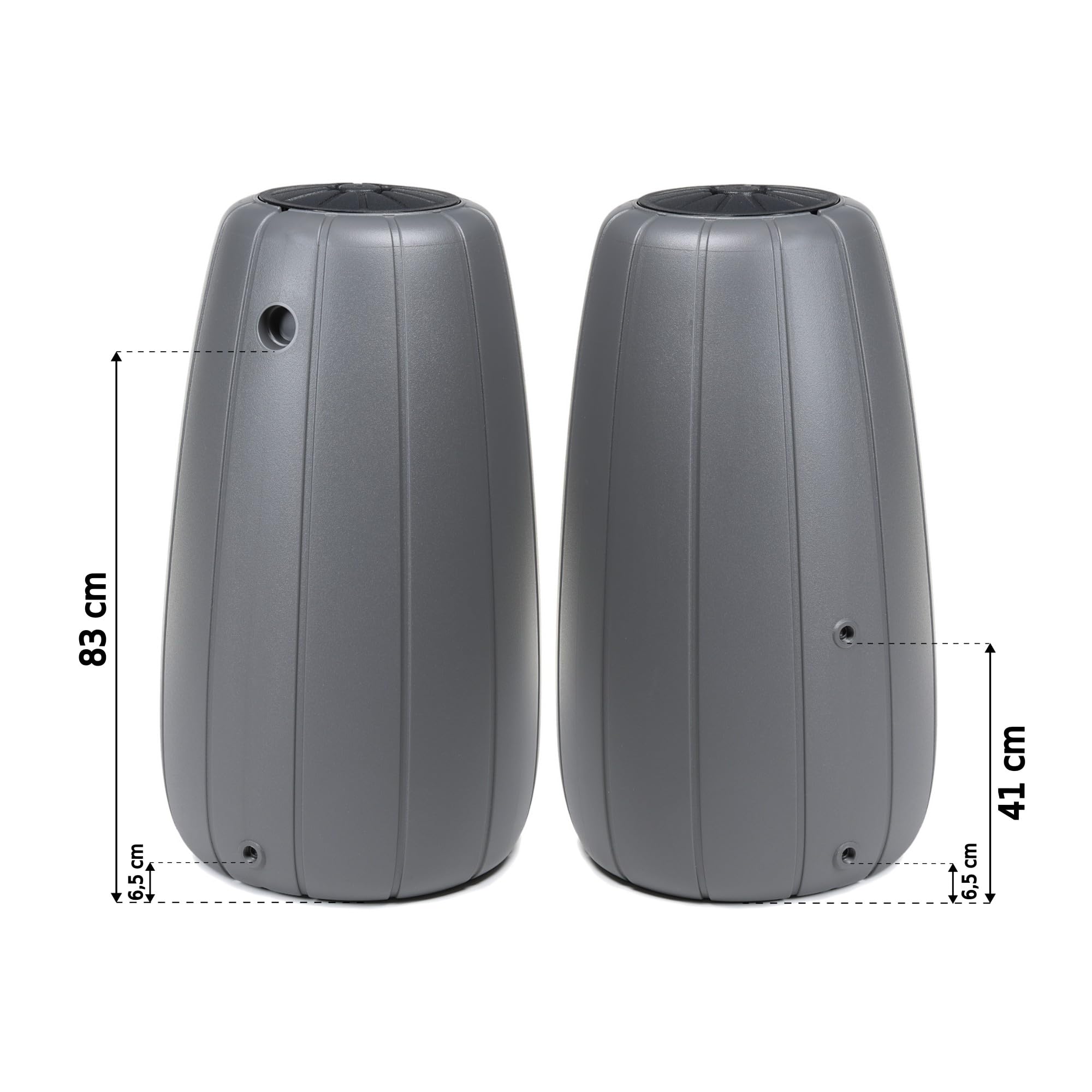 Serbatoio per acqua piovana 200 l, per esterni, in plastica robusta, rotondo e alto, fori di scarico, coperchio, inserto pentola, sistema di drenaggio, con valvola a sfera dritta da 3/4"