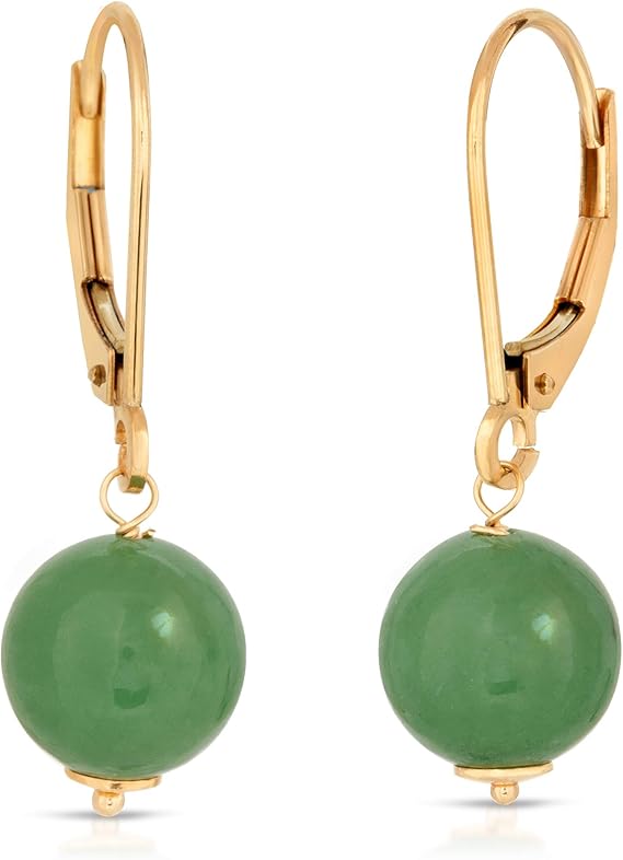 メーカー純正品[充電不要 1年保証] 14k 翡翠 イヤリング ゴールド