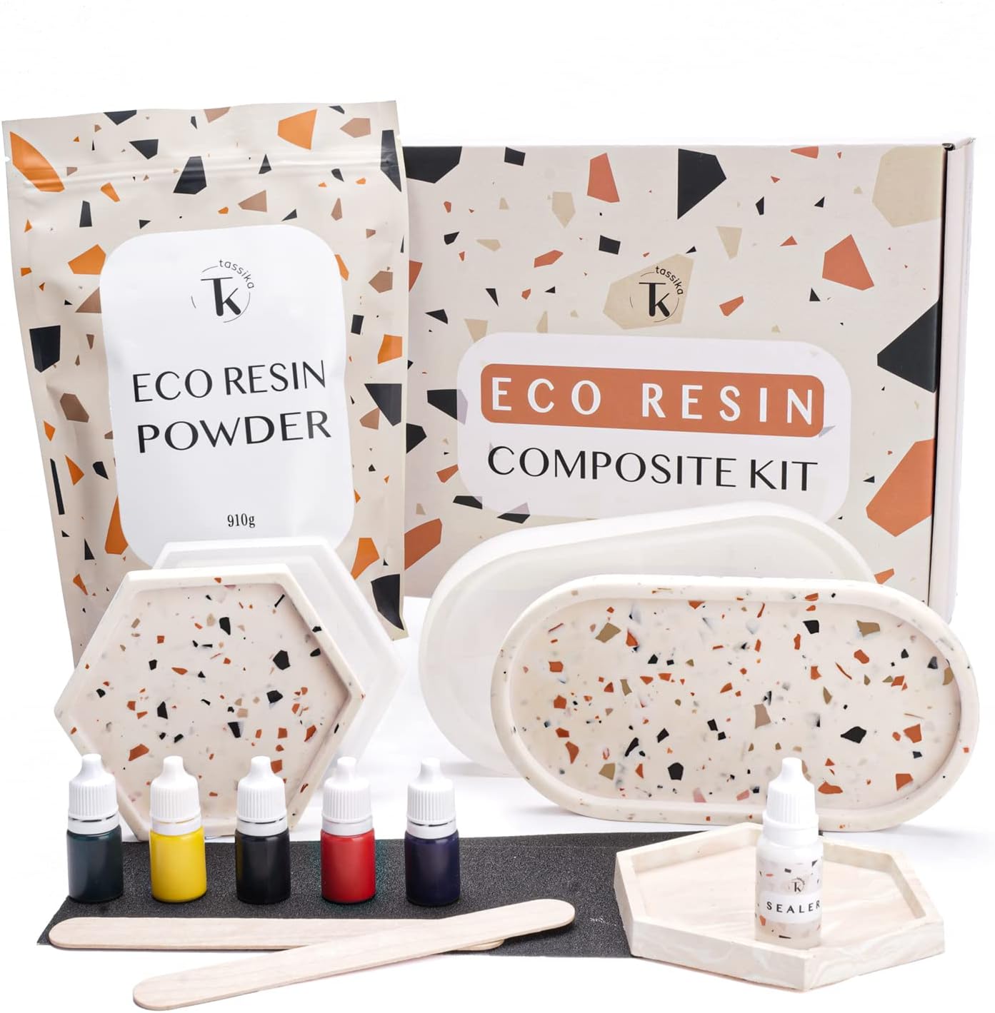 Tassika Eco Resin Kit for Beginners 2lbs, Terrazzo Complete Kit
