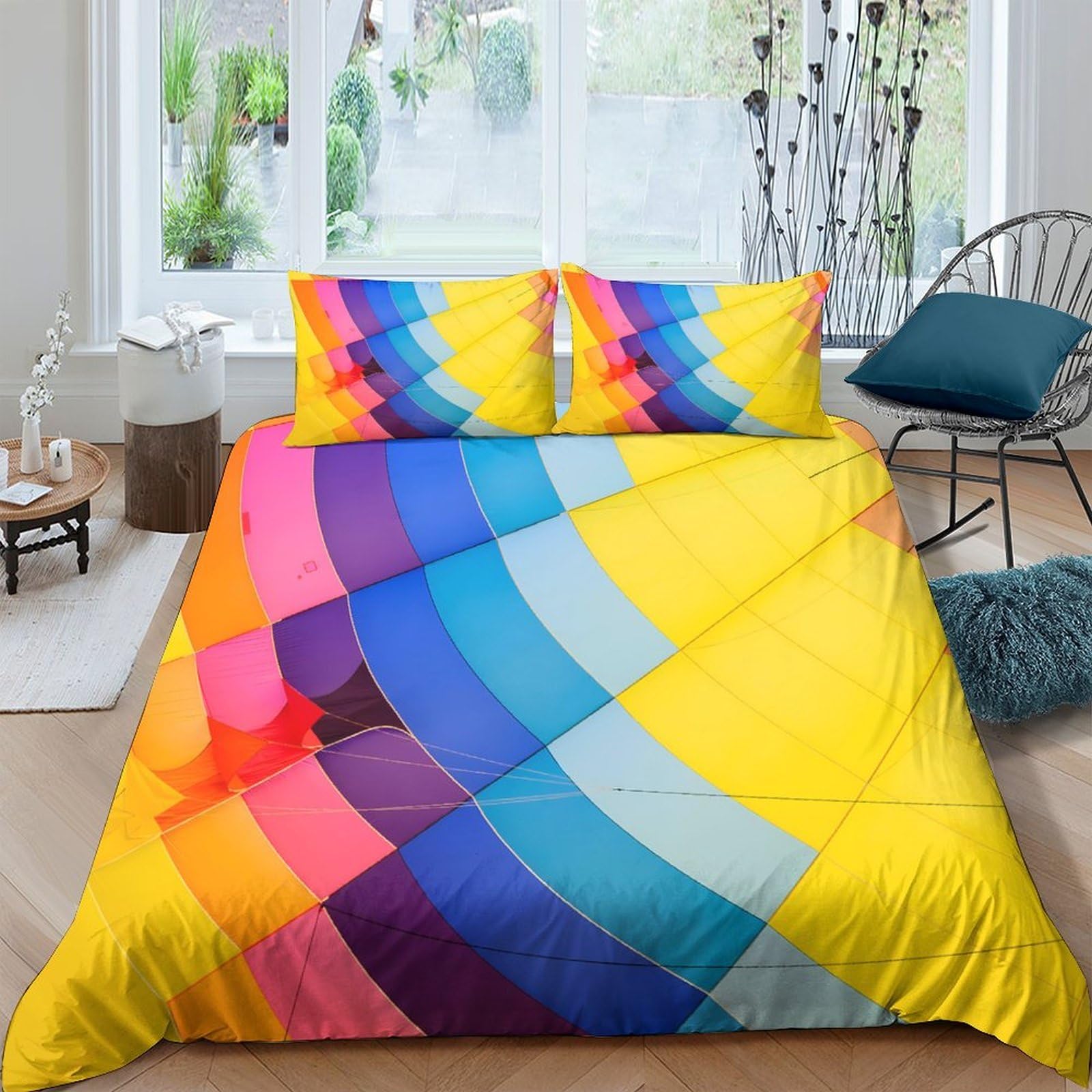 Ctjqhvkz Style-2 3D Printed Rainbow Spectrum Fitted Sheet Microfiber Soft Colorful Geometric Mattress Cover For Bedroom Dorm House Decor Single（135X200cm）