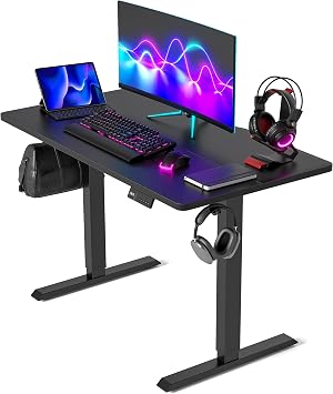 CubiCubi Electric Standing Desk, 40 x 24 Inches Height Adjustable Sit Stand Desk, Ergonomic Home Office Computer Workstation, Black