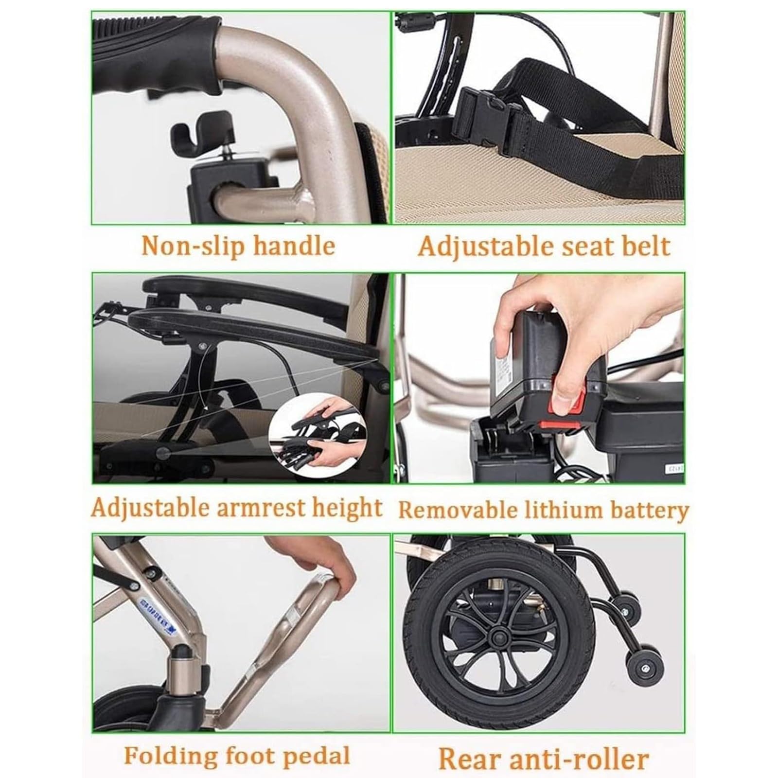 Sedia A Rotelle Elettrica Ultraleggera,Sedia A Rotelle Elettrica Pieghevole,Sedia A Rotelle Elettrica Multiterreno,Dotata di Due Batterie al Litio Rimovibili da 5,6 Ah A