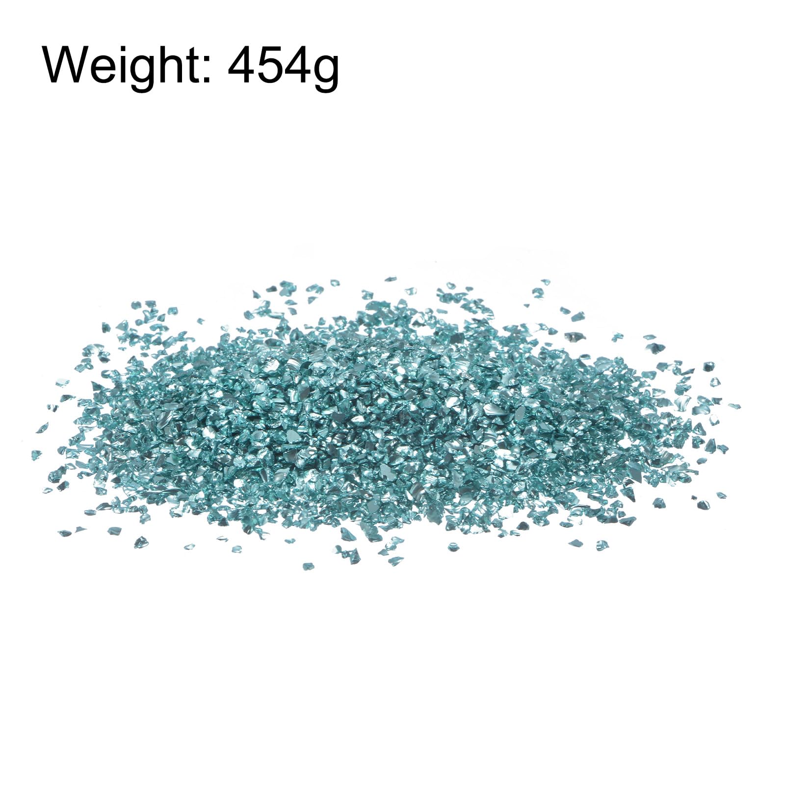 HARFINGTON Vidrio triturado de 454 g, 3-6 mm, galvanoplastia brillante, irregular, virutas de vidrio roto para manualidades, resina, arte, decoración, relleno de jarrón, turquesa