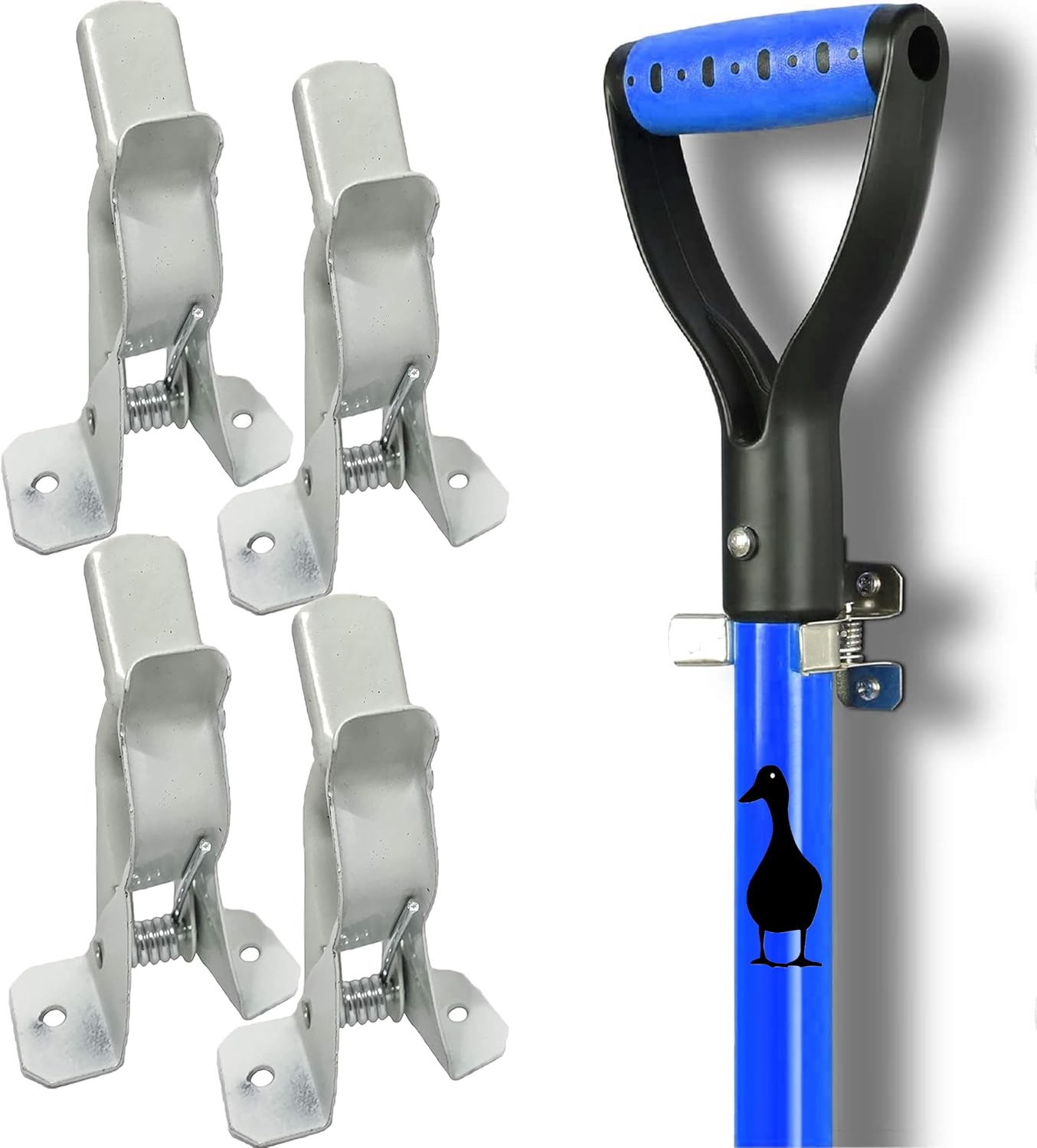 Black Duck Brand White Spring Grip Clamps, Mop and Broom Clamp Holder for Shovel, Rake, Broom, Mop, Etc. (40, Jumbo)