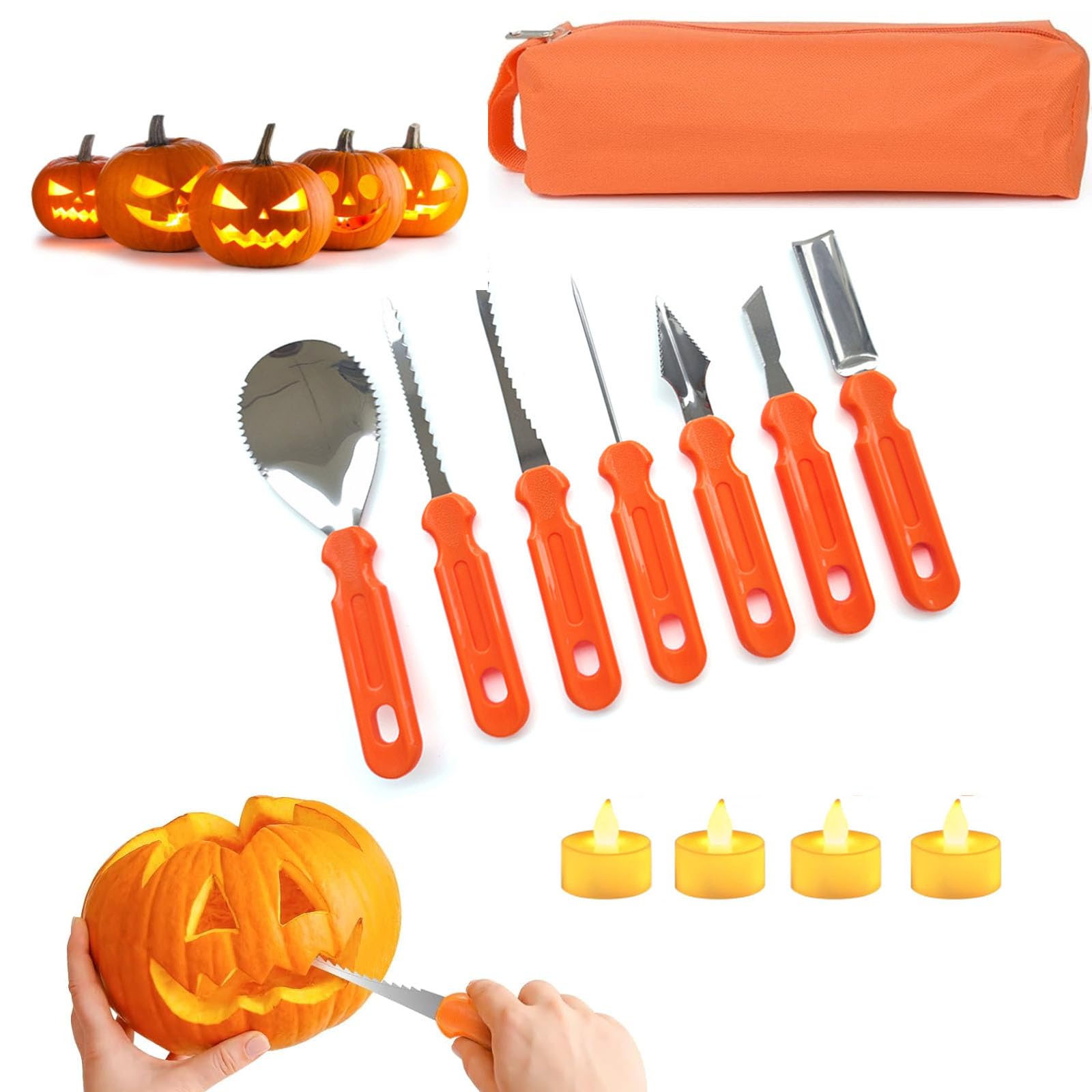 Ensemble de Sculpture de Citrouille Halloween