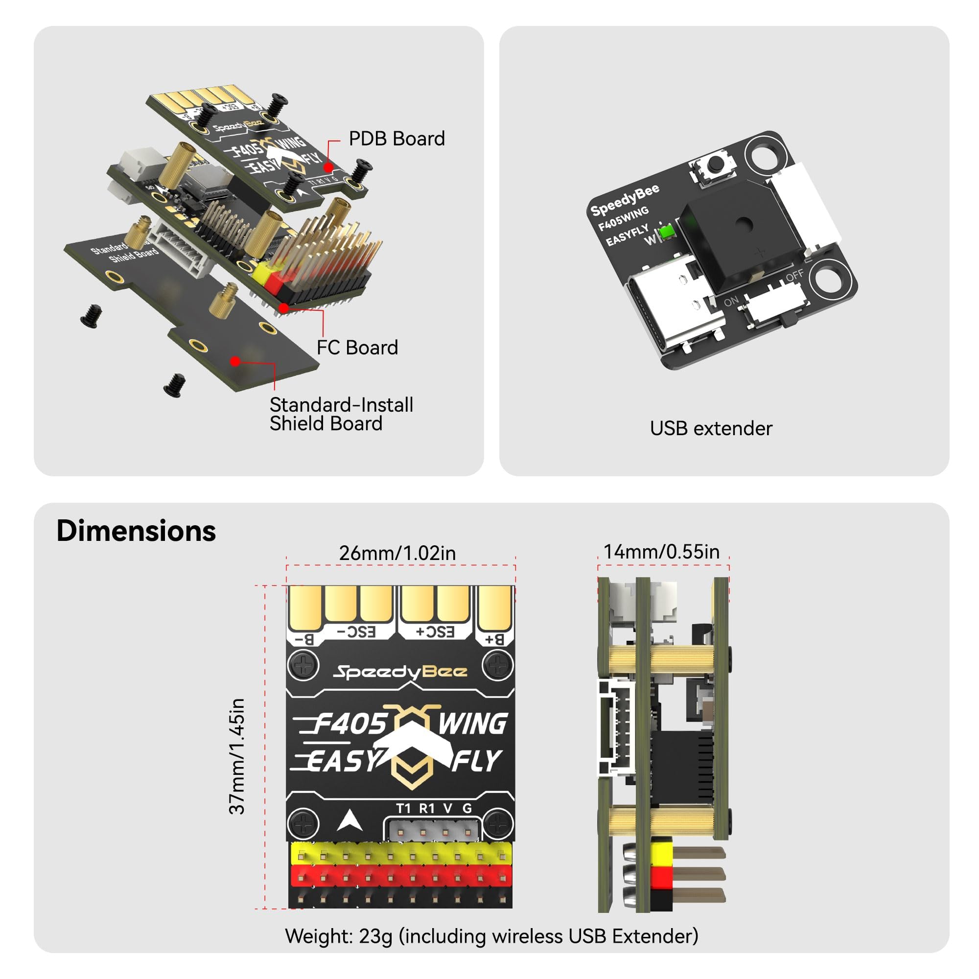 Speedybee F405 Mini Fixed Wing Flight Controller, obsługa aplikacji INAV Ardupilot, bezprzewodowa, konfiguracja 11 PWM, bezlutowna, multilayer FC PDB Board
