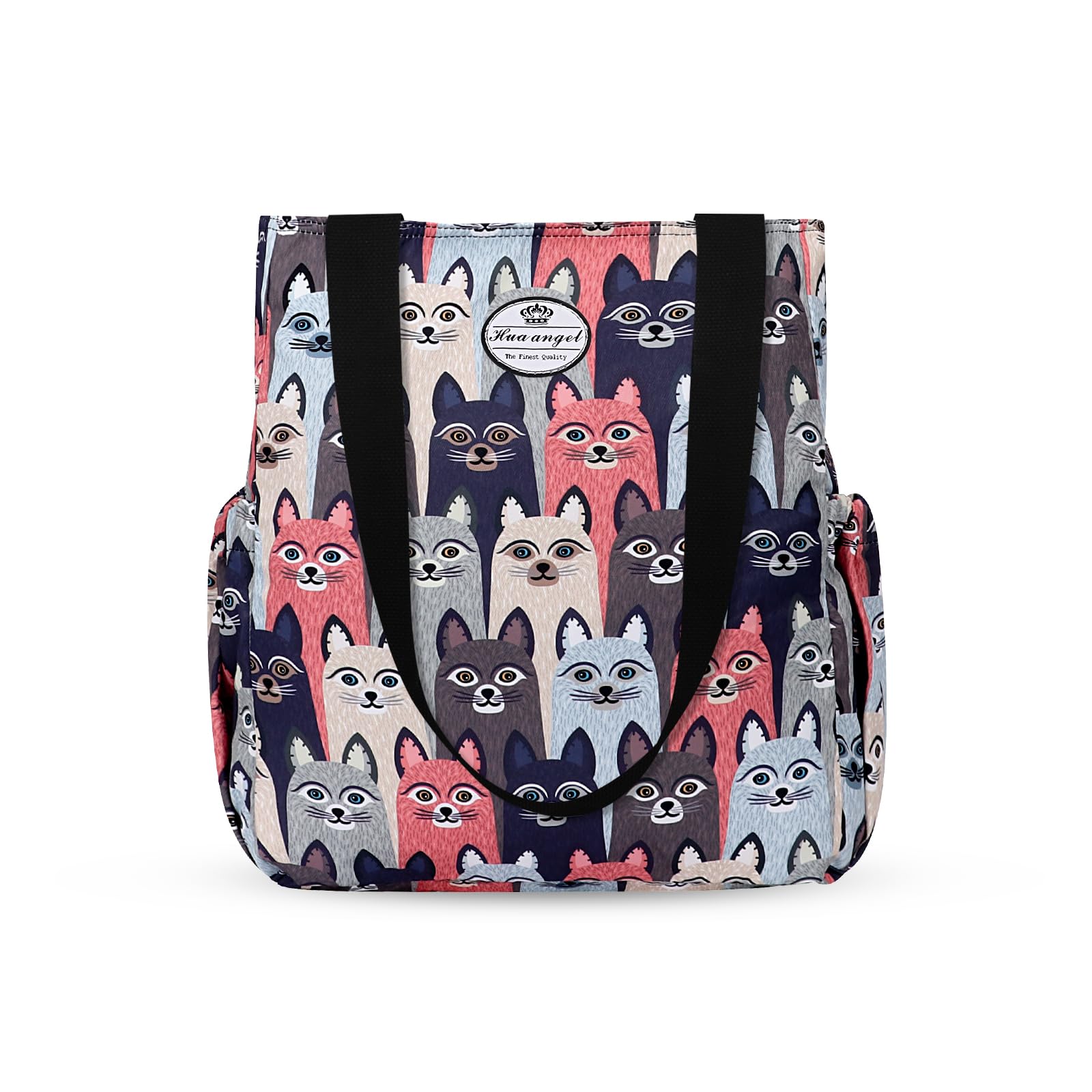 HUA ANGEL Floral Tote Bag - Casual Shoulder Bag Daily Tote Bag with Zipper Gym Travel Shopping Work Handbag for Women