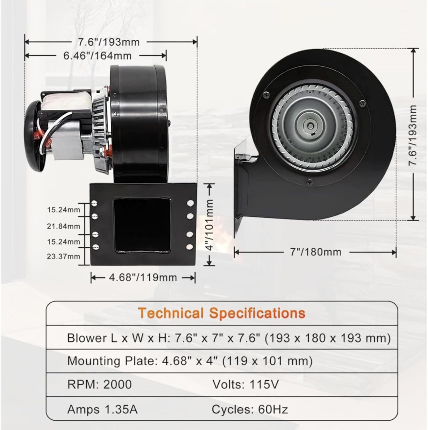 80472 & 80472A Distribution Blower Fan Replacement for US Stove, USSC American Harvest 6039 6041, King KP130, Ashley 5500/5500M/5500XL, 5502M Pellet Stoves