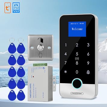Bluetooth Tuya App Security Access Control System Kit, Waterproof RFID Touch Keypad Door Lock, Smart Fingerprint Access Control Controller, Metal Switch (Lock Not Included)