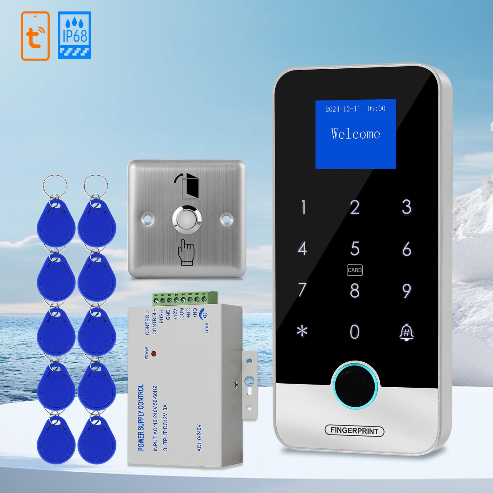 Kit de système de contrôle d'accès Bluetooth Tuya App de sécurité, serrure de porte RFID tactile, contrôleur de contrôle d'accès intelligent à empreintes digitales, interrupteur en métal