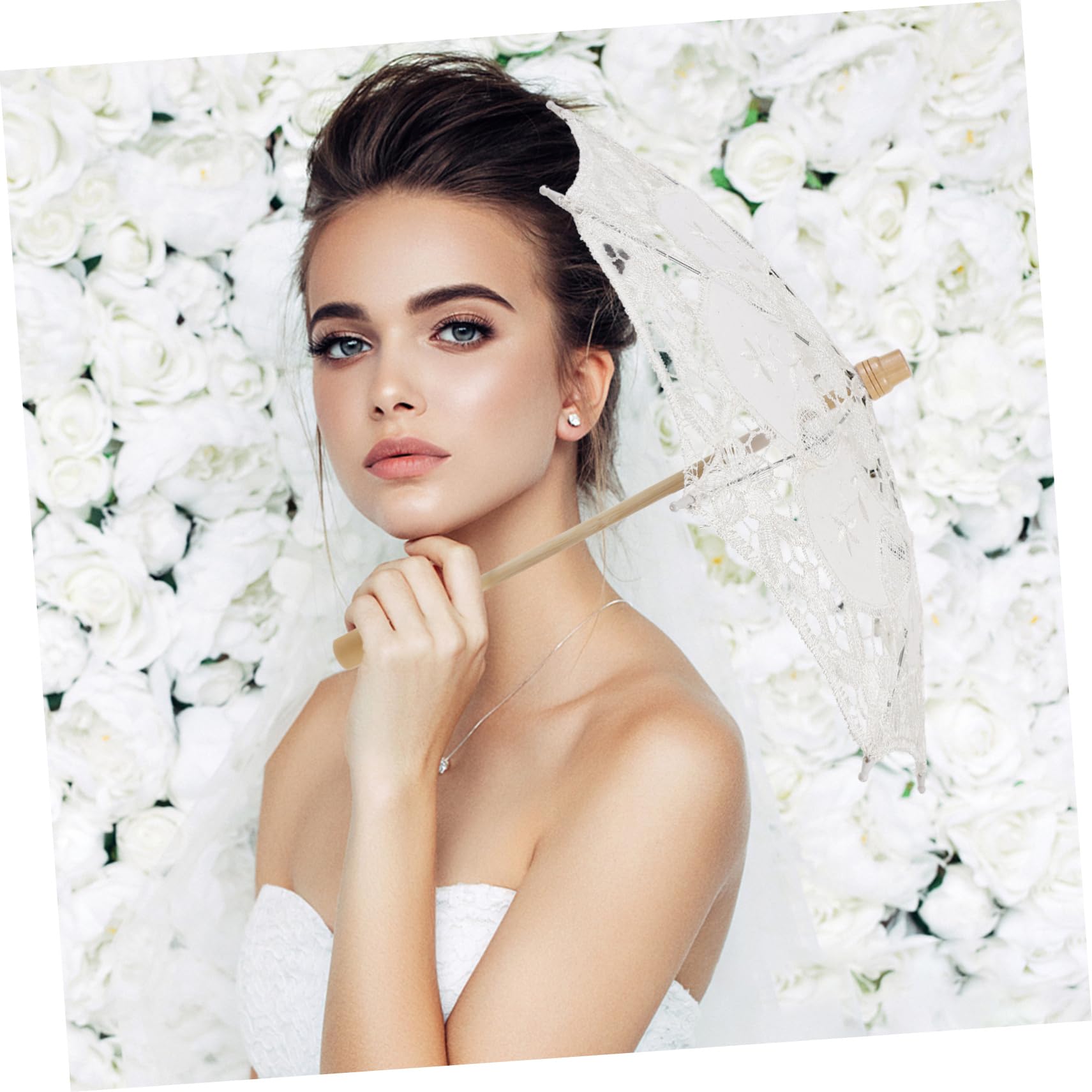 UPKOCH 3stücke Hochzeit Spitzen-regenschirm Eleganter Lace Parasol Aus Tragbarer Hochzeits-schirm Für Braut Und Fotografie Vintage Deko Für Tanzveranstaltungen Und Feiern