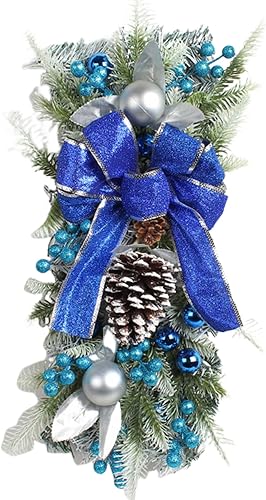 Decoración de Navidad para buzón de correo de Navidad, 19.7 x 9.8 pulgadas, guirnalda de Navidad iluminada, guirnalda de Navidad realista para