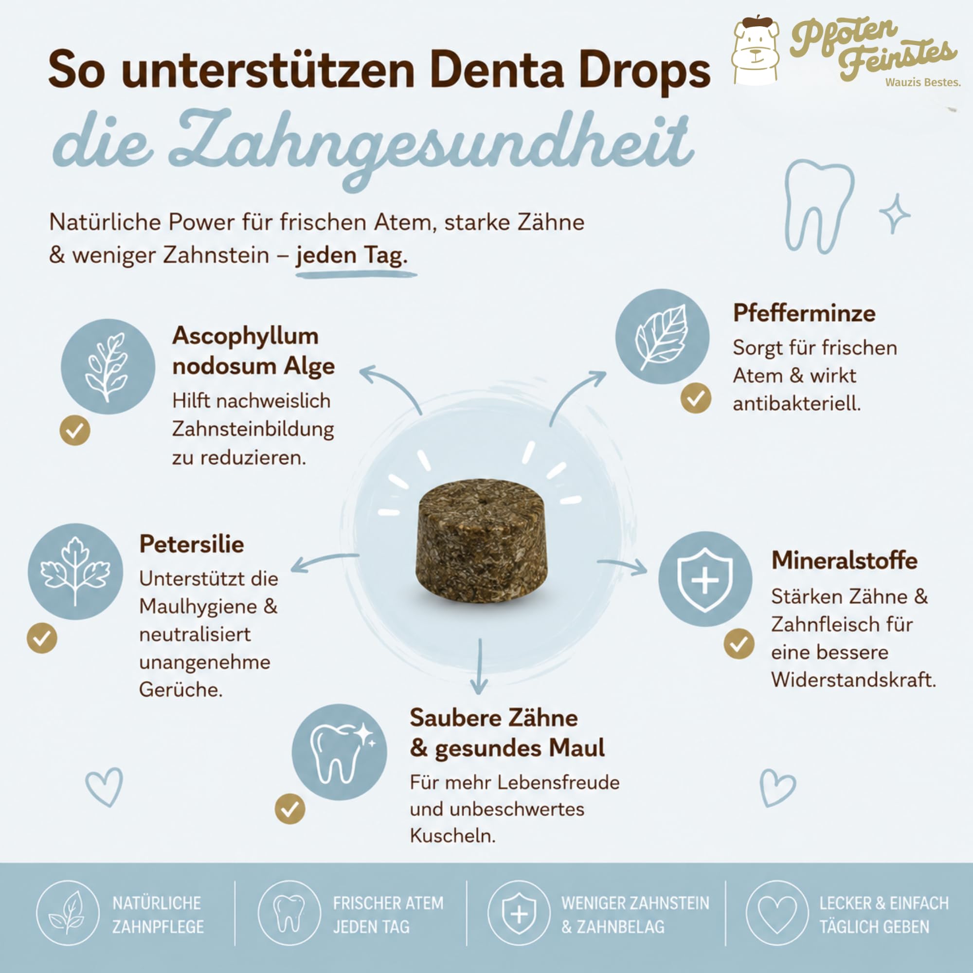 Vitaldrops pour chiens - Denta - Complément alimentaire pour dents et haleine fraîche