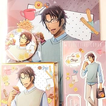 コナン　缶バッジ　希少　沖矢昴 レア】名探偵コナン 希少マット缶バッジ ハイカラ デフォルメ 沖