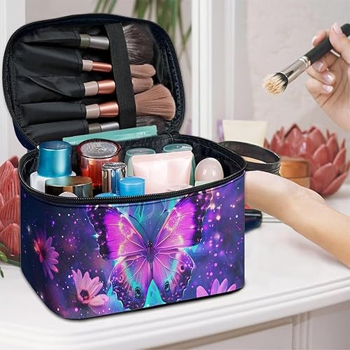 Vista 187 de doginthehole Bolsa de maquillaje, bolsa de cosméticos de viaje, bolsa de aseo portátil grande, organizador de accesorios para mujeres y niñas