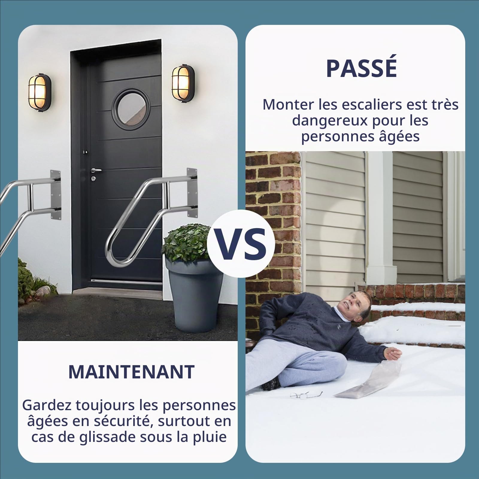 Main Courante Pour Escalier,60cm En Acier Inoxydable En Forme De u,Grade 1 à 4,Robuste Et Antidérapante,Pour Les Garages,Les Toilettes,Les Balcons,à l'Intérieur Et à l'Extérieur(Tube De 3,2 Cm)
