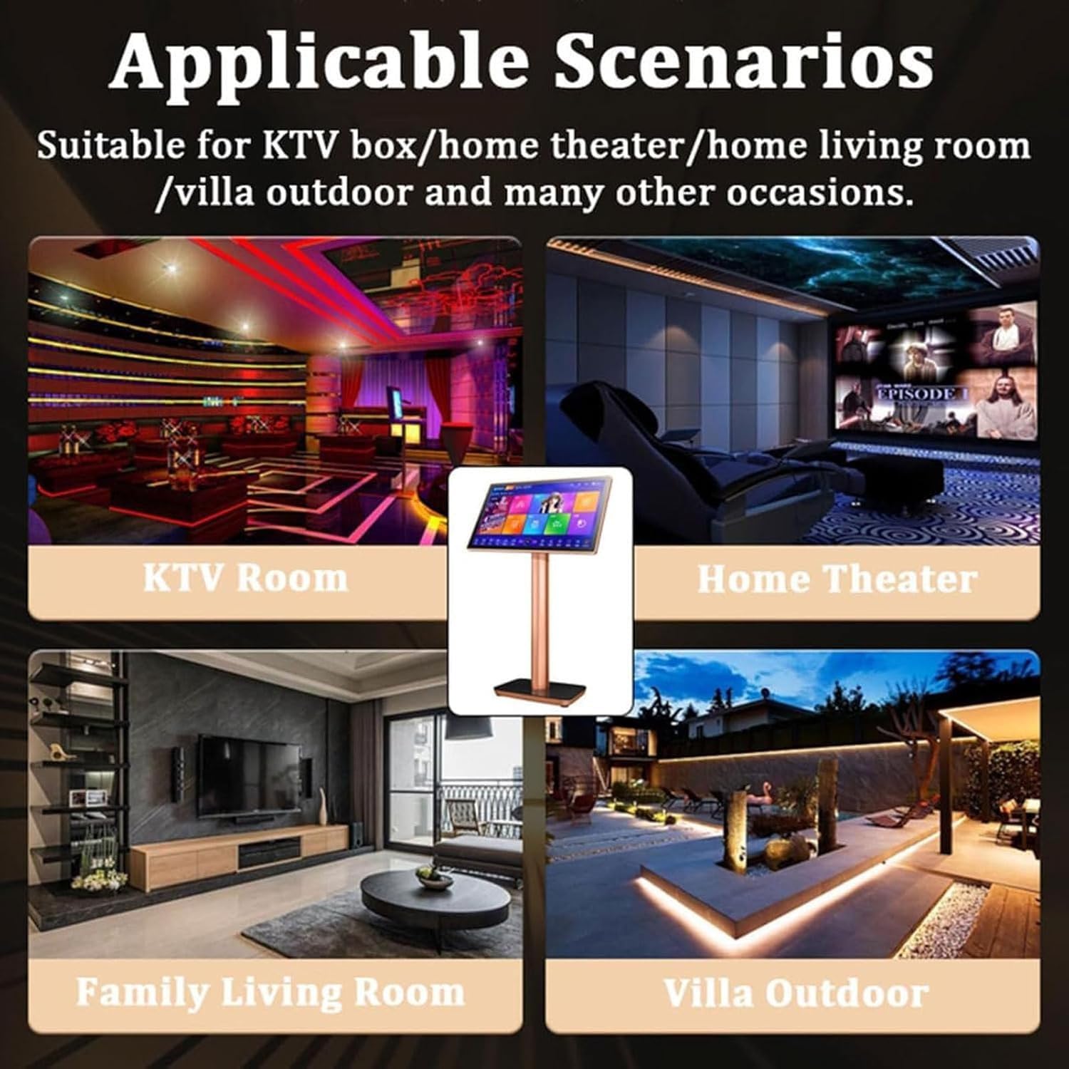 Máquina de karaoke con micrófono inalámbrico, 27 idiomas conmutables, selección inteligente de canciones, amplificador de potencia, control de aplicación para el hogar y el bar,