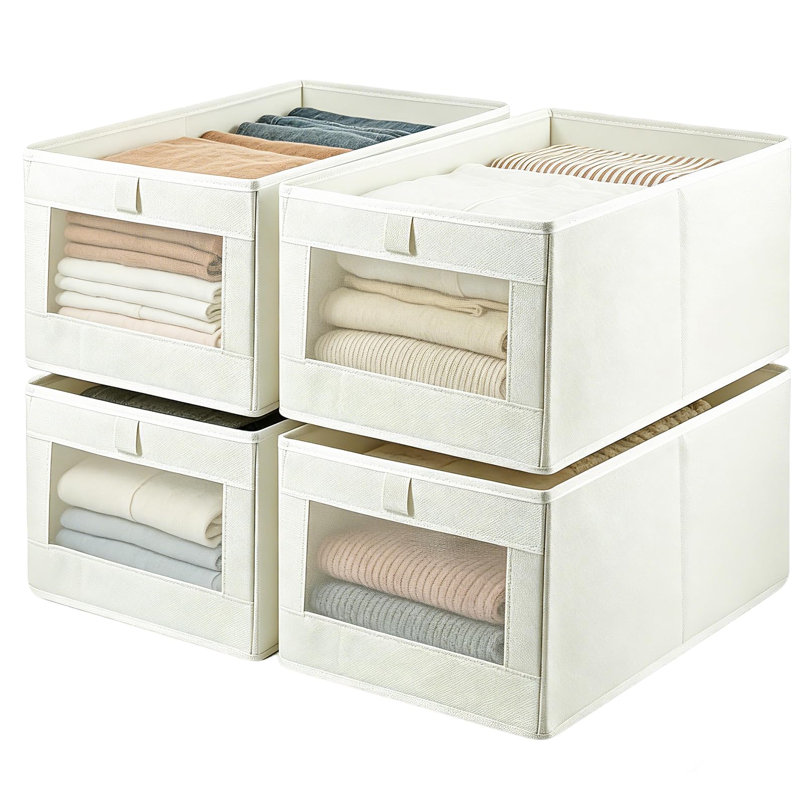 Elyrau 4 Pack Wardrobe Clothes Organiser with Clear Window for Clothes