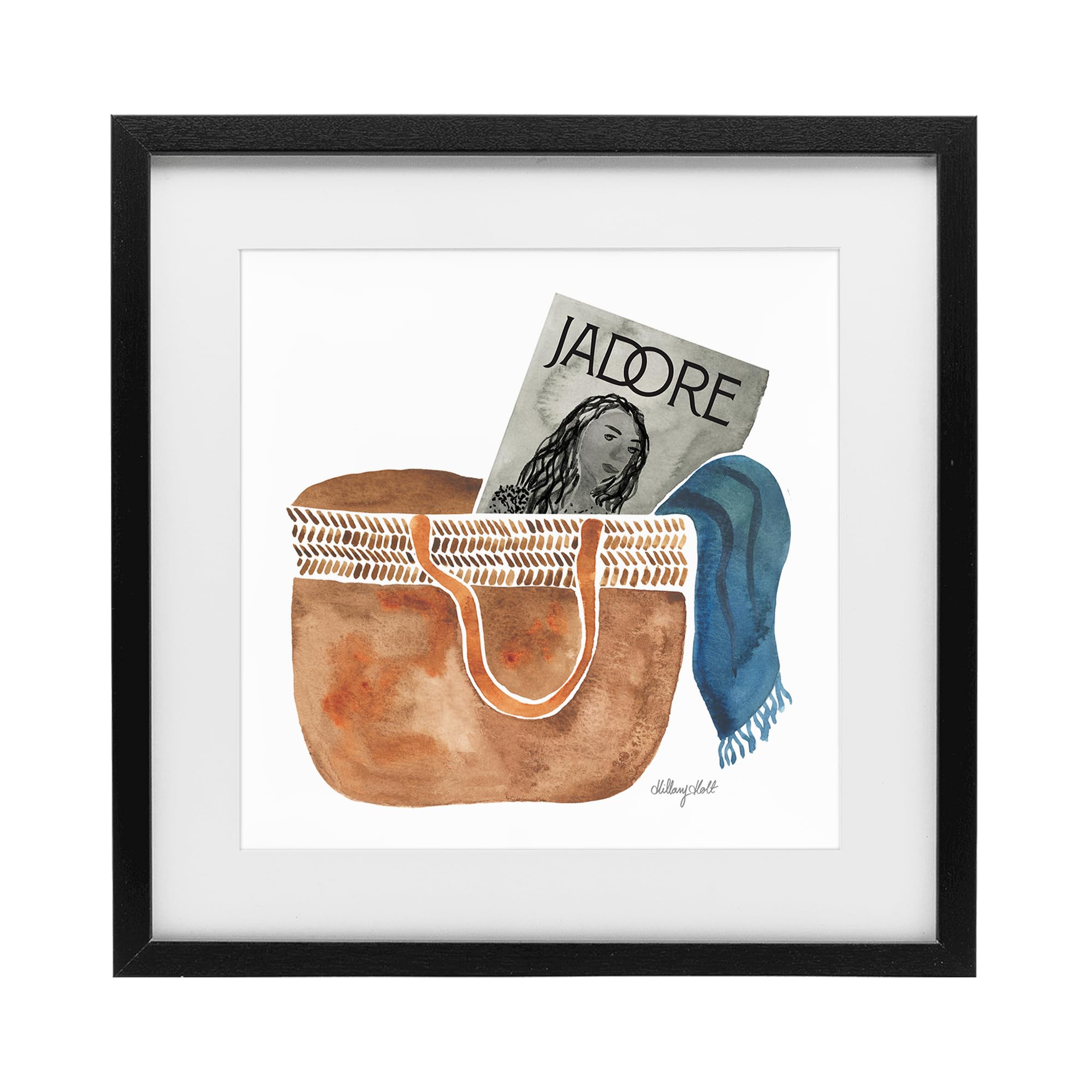 Stupell Industries Midnight Black (Textured) Tote And Fashion Magazine Glam, 13 X 13 Inch Framed Print Under Glass