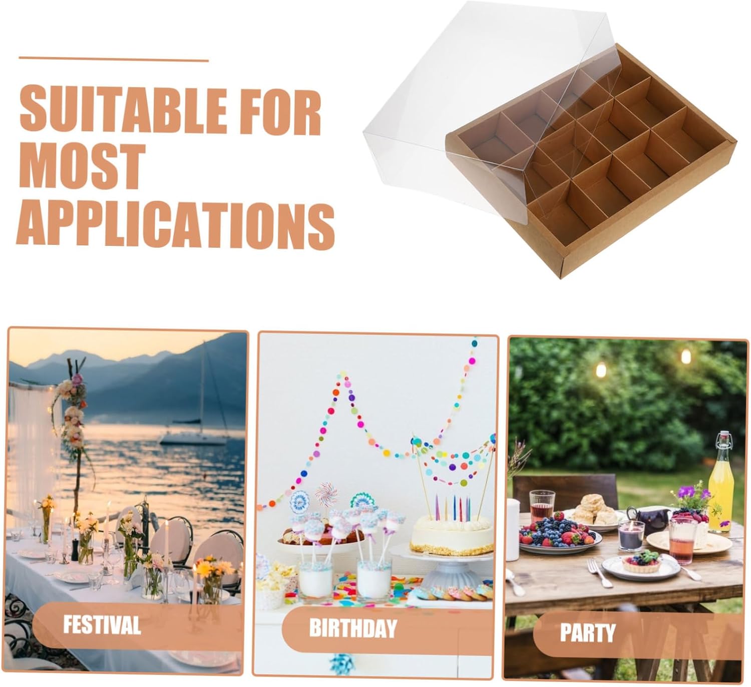 5pcs Lid Cupcake Boxes Compartment Mousse Cake Containers Cupcake Holders for Weddings Birthdays and Parties for Desserts and Treats