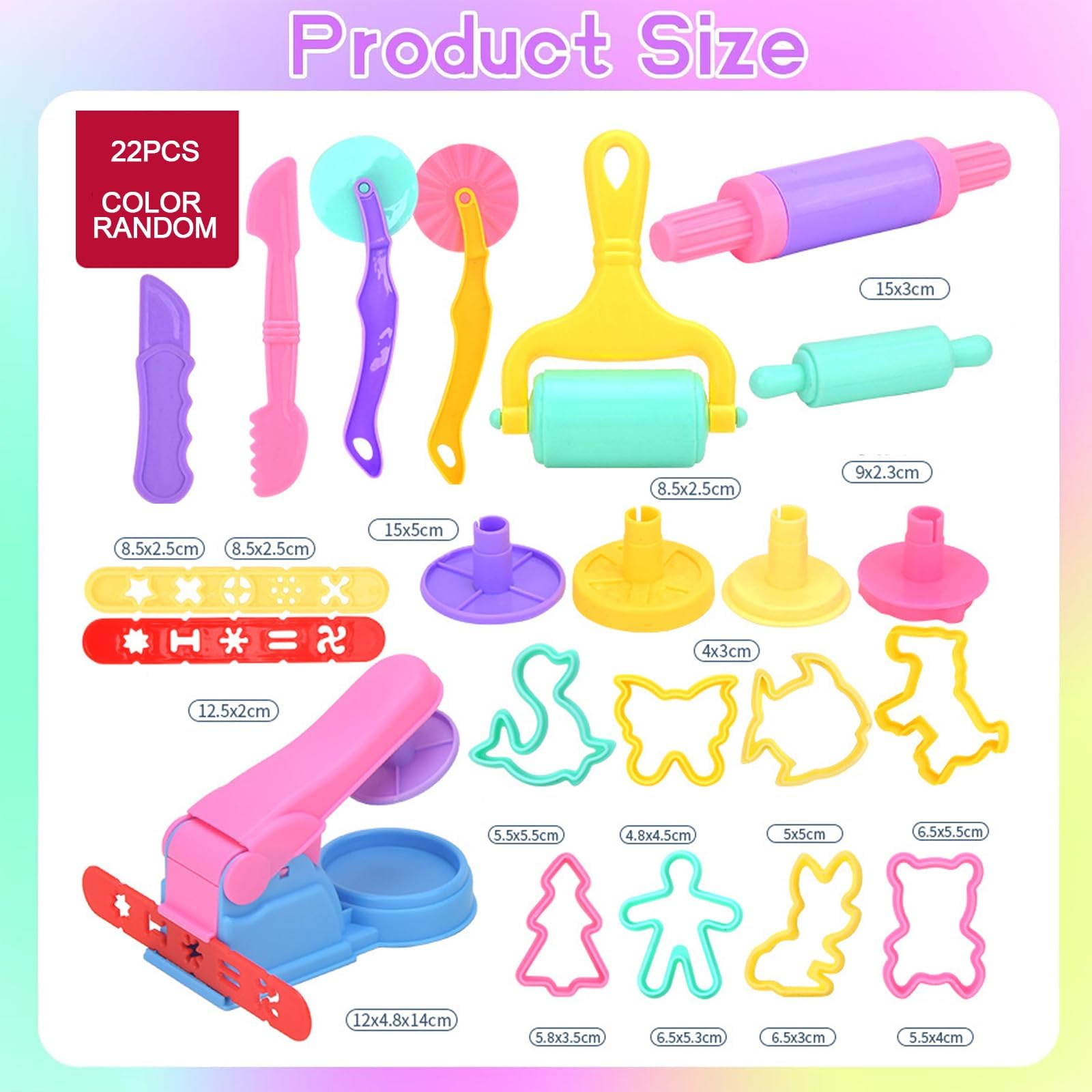 22 PCS Play Dough Tools, Playdough Accessories, Play Doh Accessories, Playdough Tools Kit, Play Dough Accessories Molds,for Children, Stimulating Children's Creativity (Color Random) - Image 2